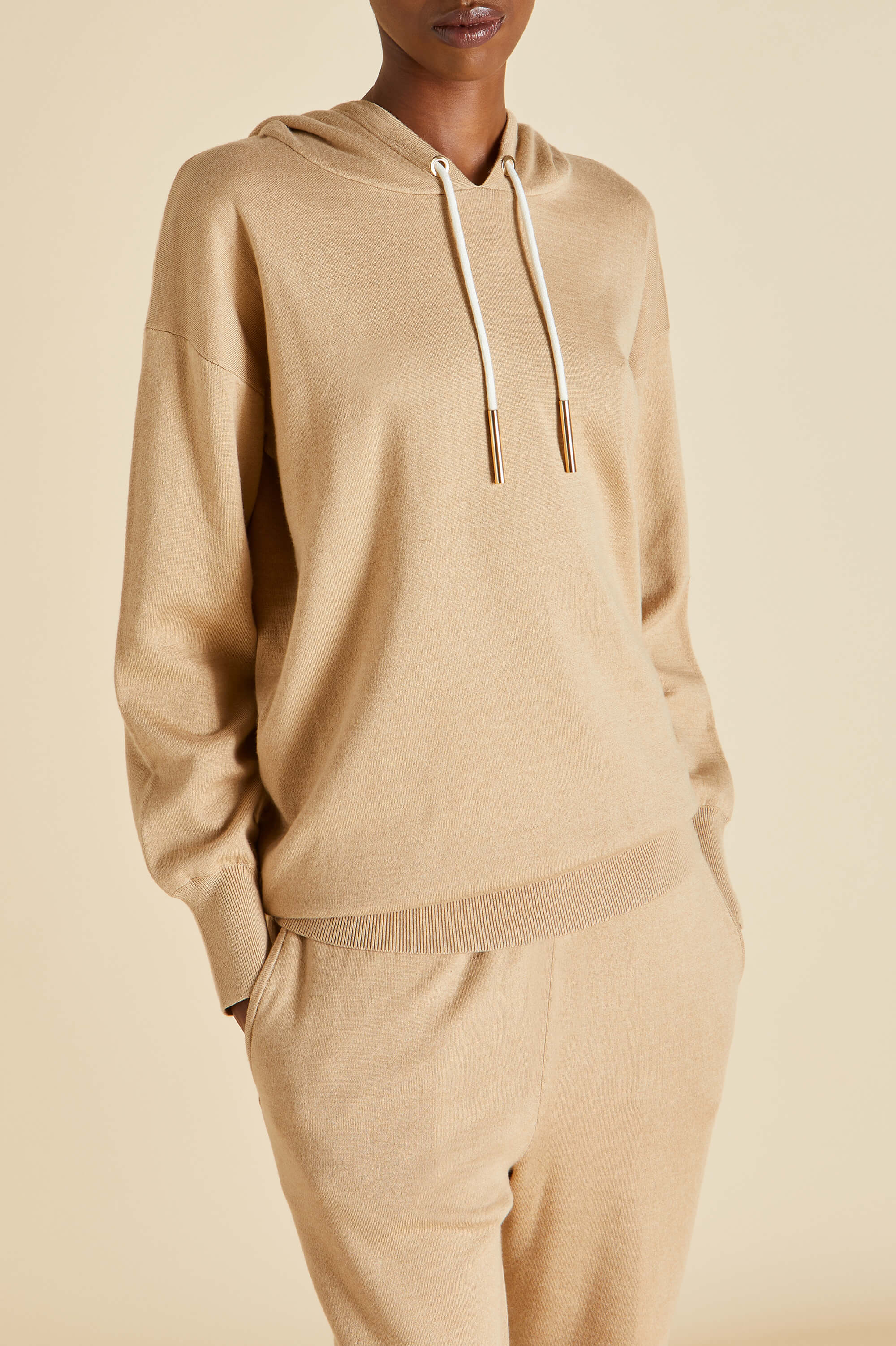 gia shanghai beige tracksuit in silk-cashmere 