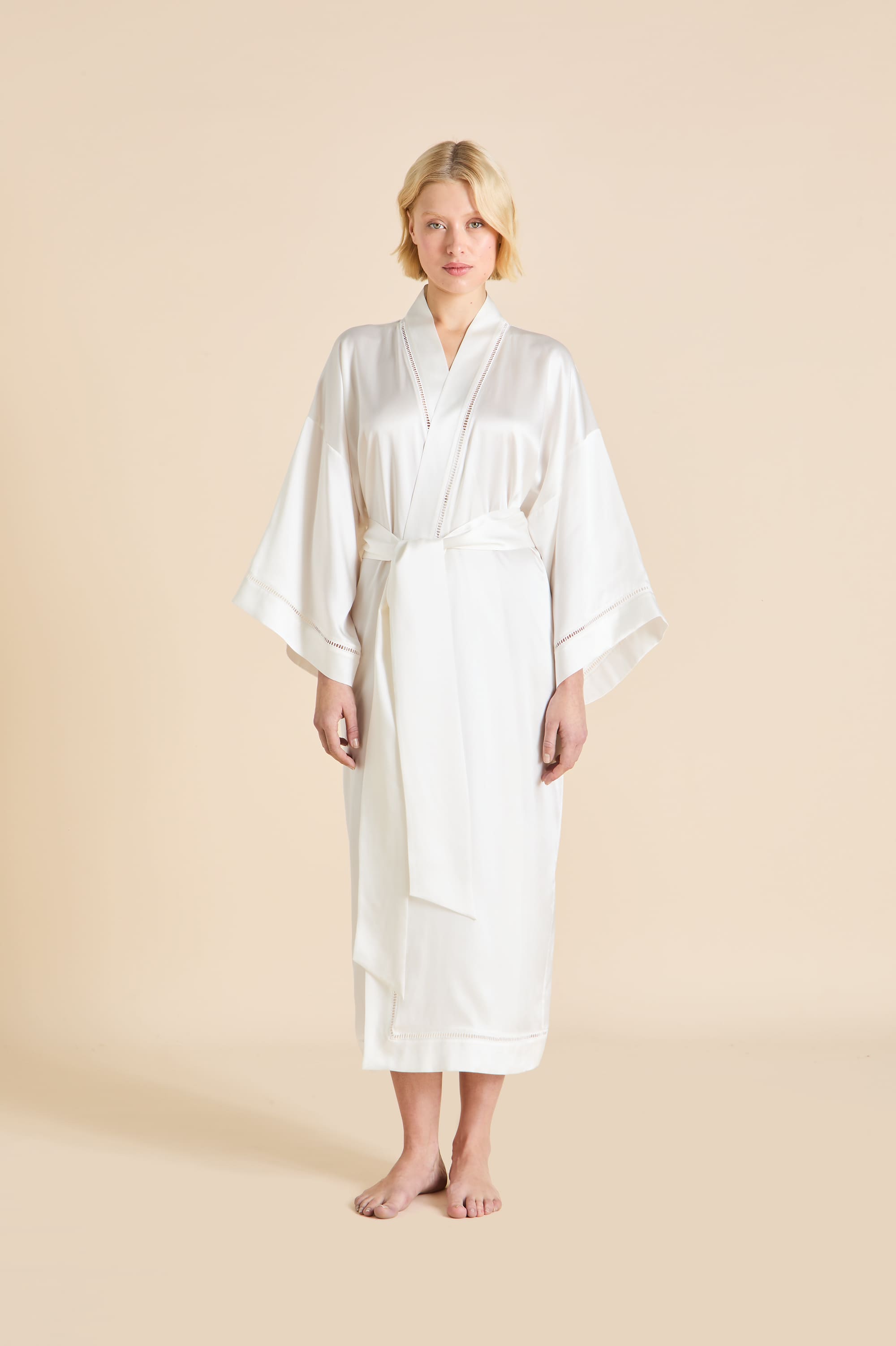 Gloria Ivory Robe in Silk Satin