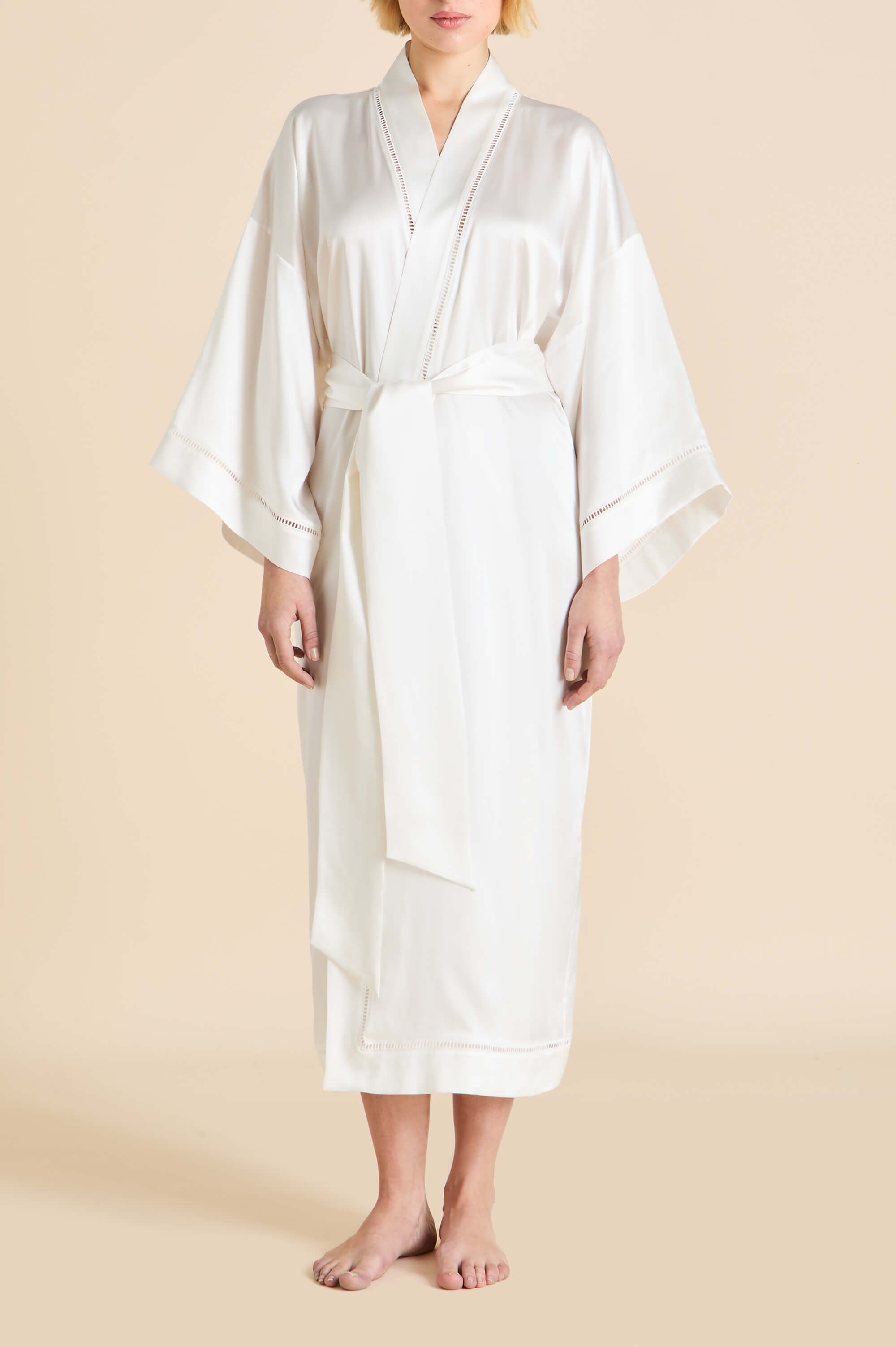 Gloria Ivory Robe in Silk Satin | Olivia von Halle