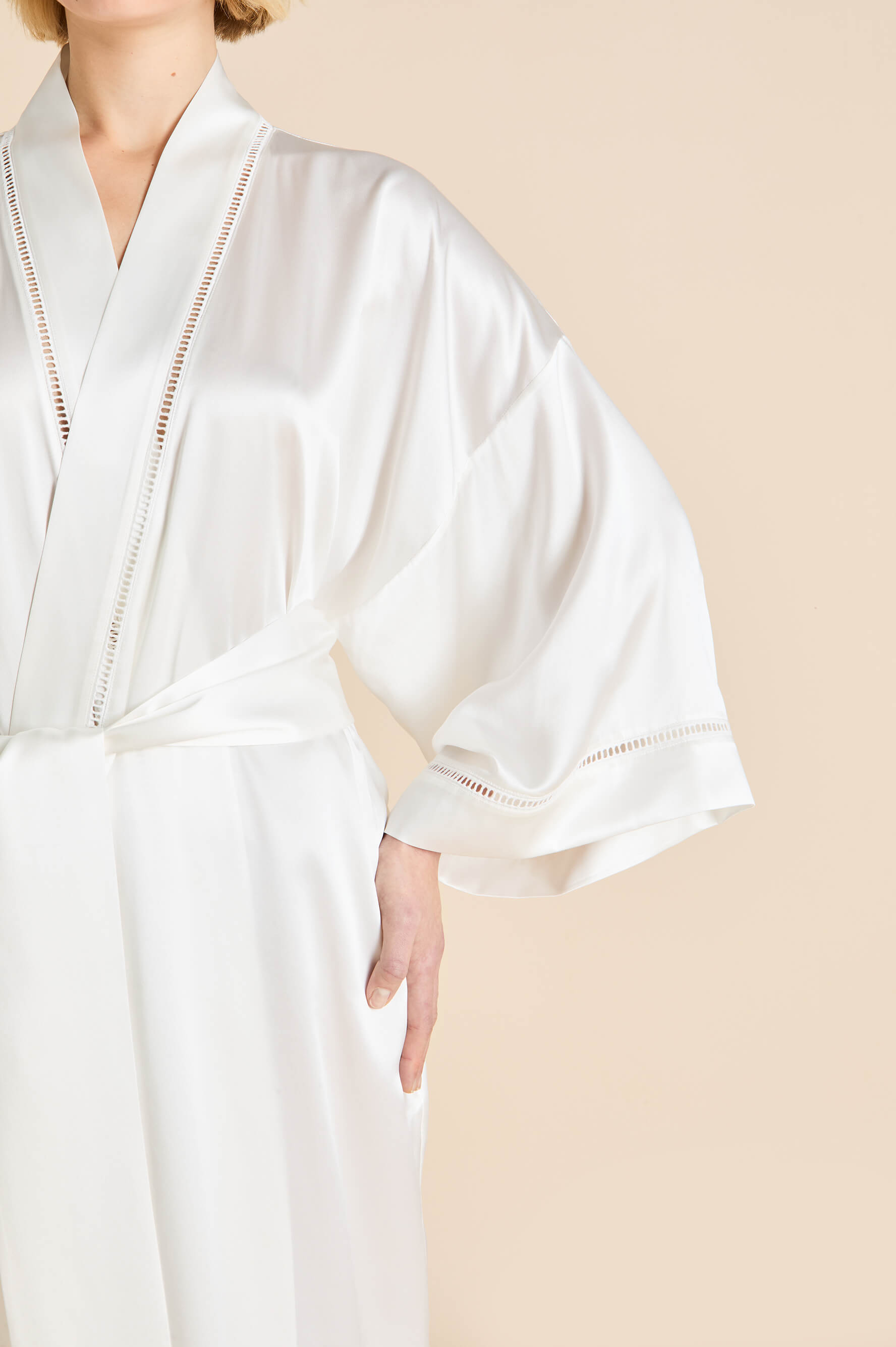 Gloria Ivory Robe in Silk Satin