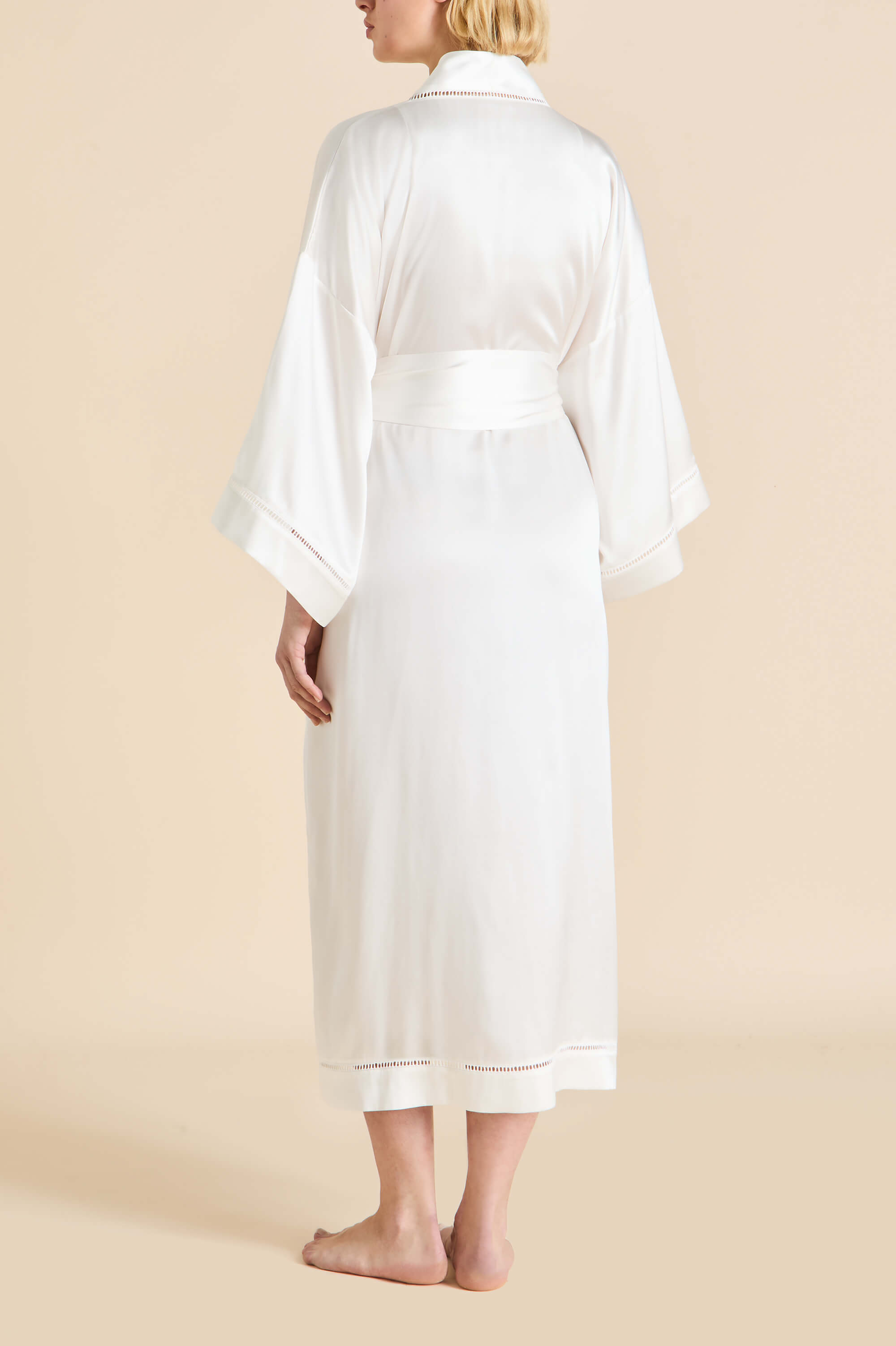 Gloria Ivory Robe in Silk Satin