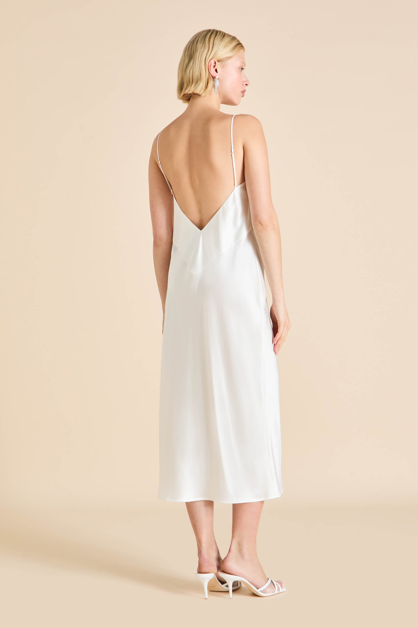Ilse Ivory Slip Dress in Silk Satin