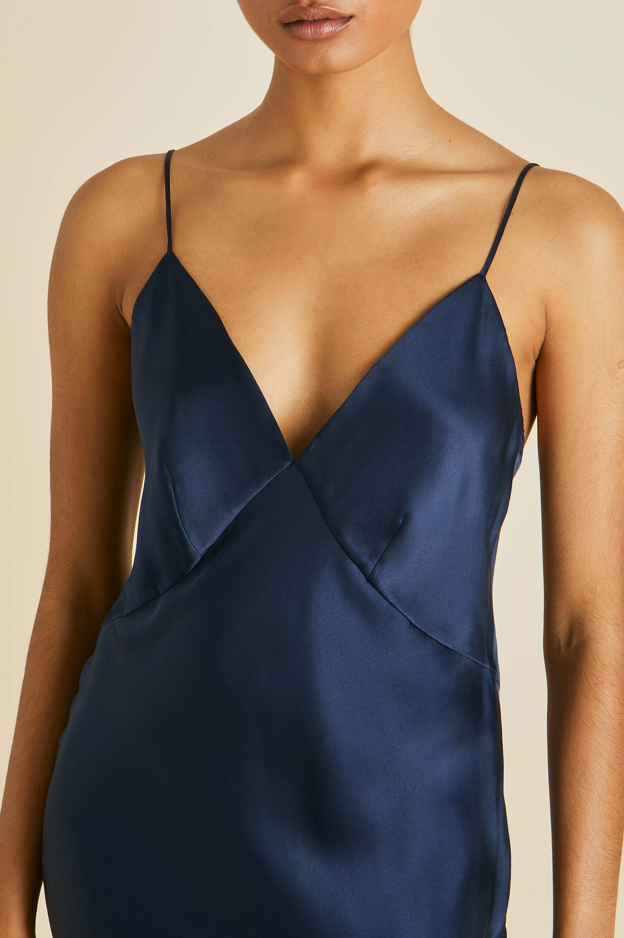 Issa Navy Slip Dress in Silk Satin | Olivia von Halle Issa Navy Slip Dress in Silk Satin | Olivia von Halle