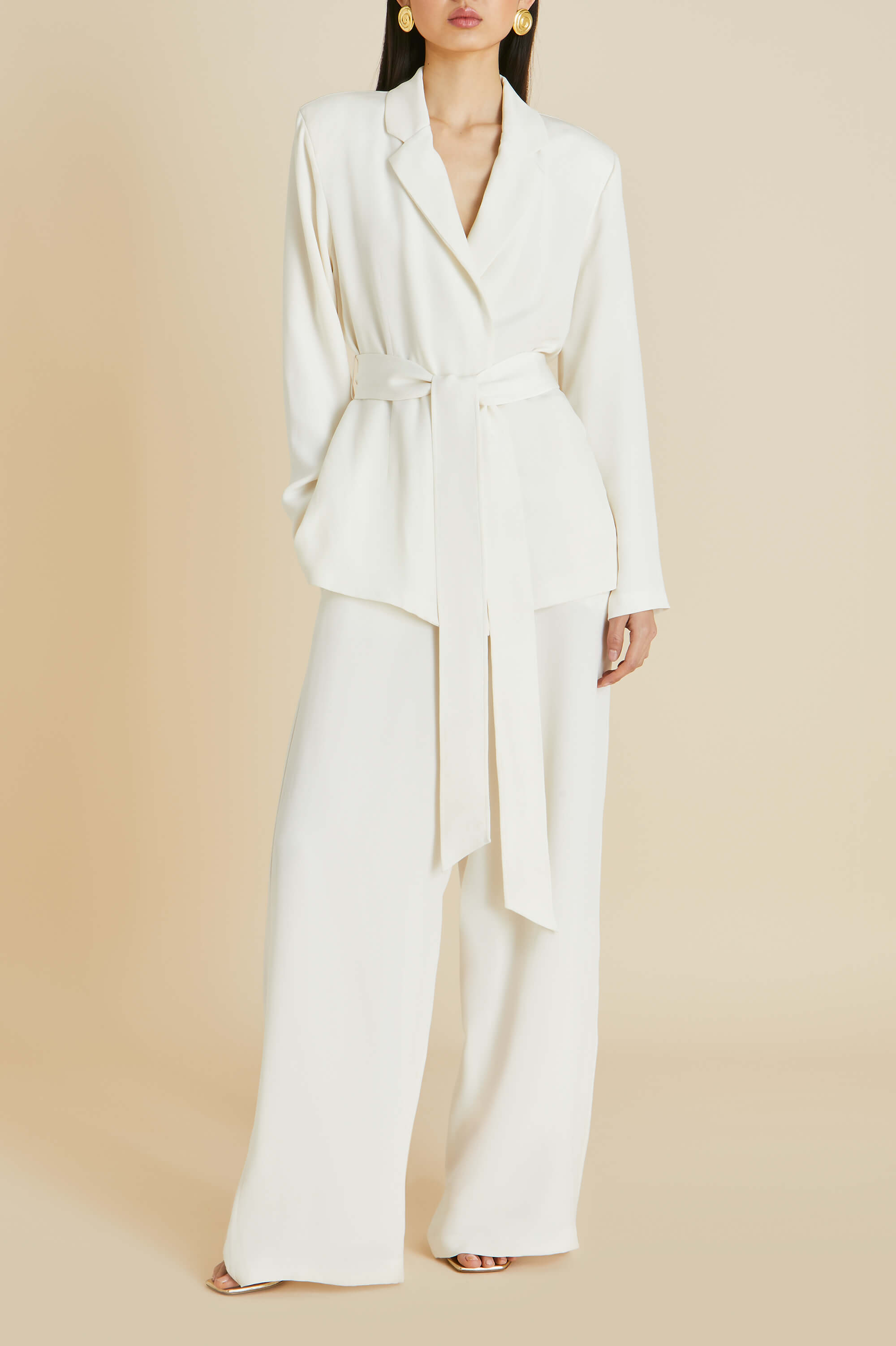 Jagger Ivory Pajamas in Marocain