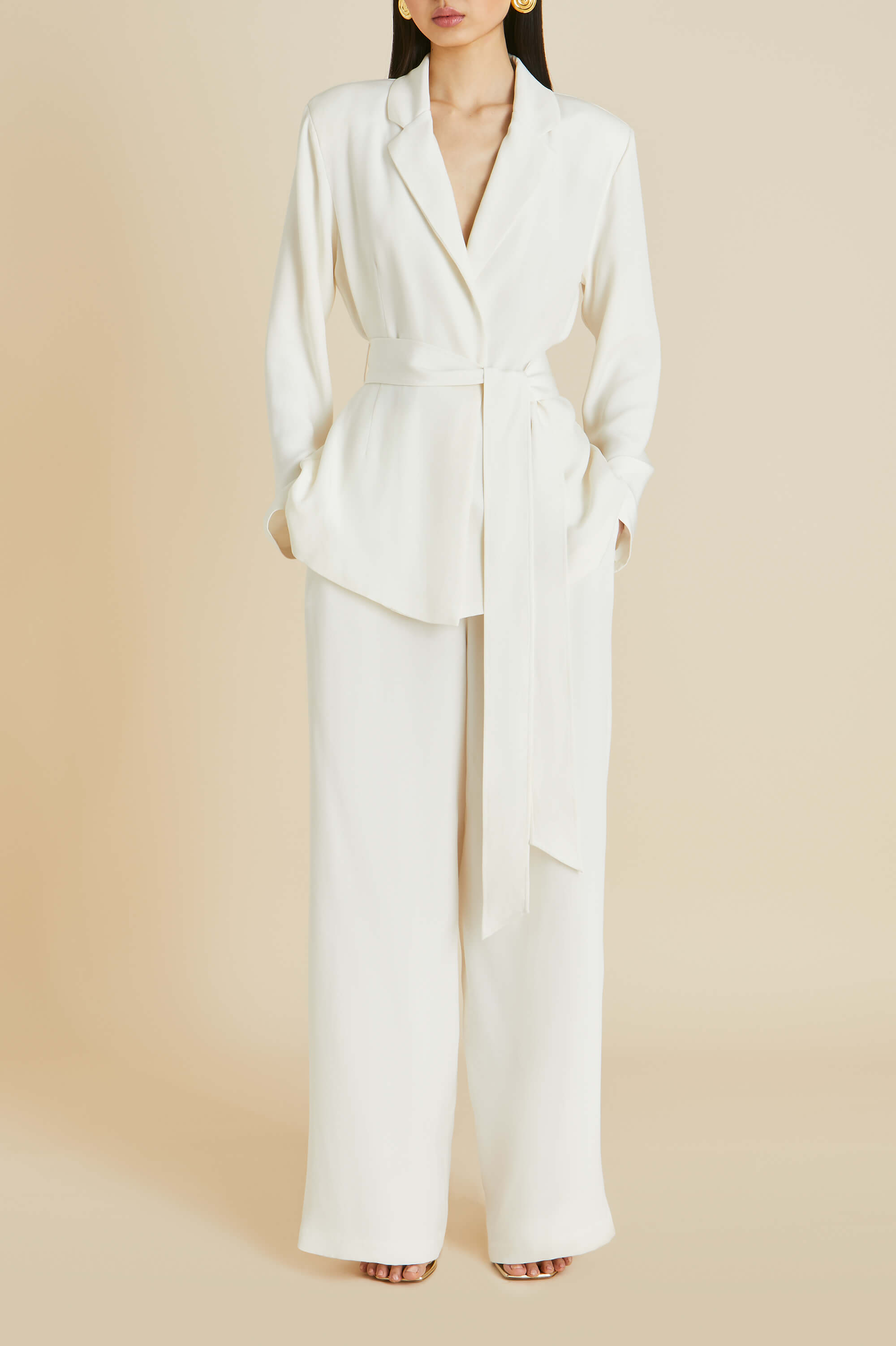 Jagger Ivory Pajamas in Marocain