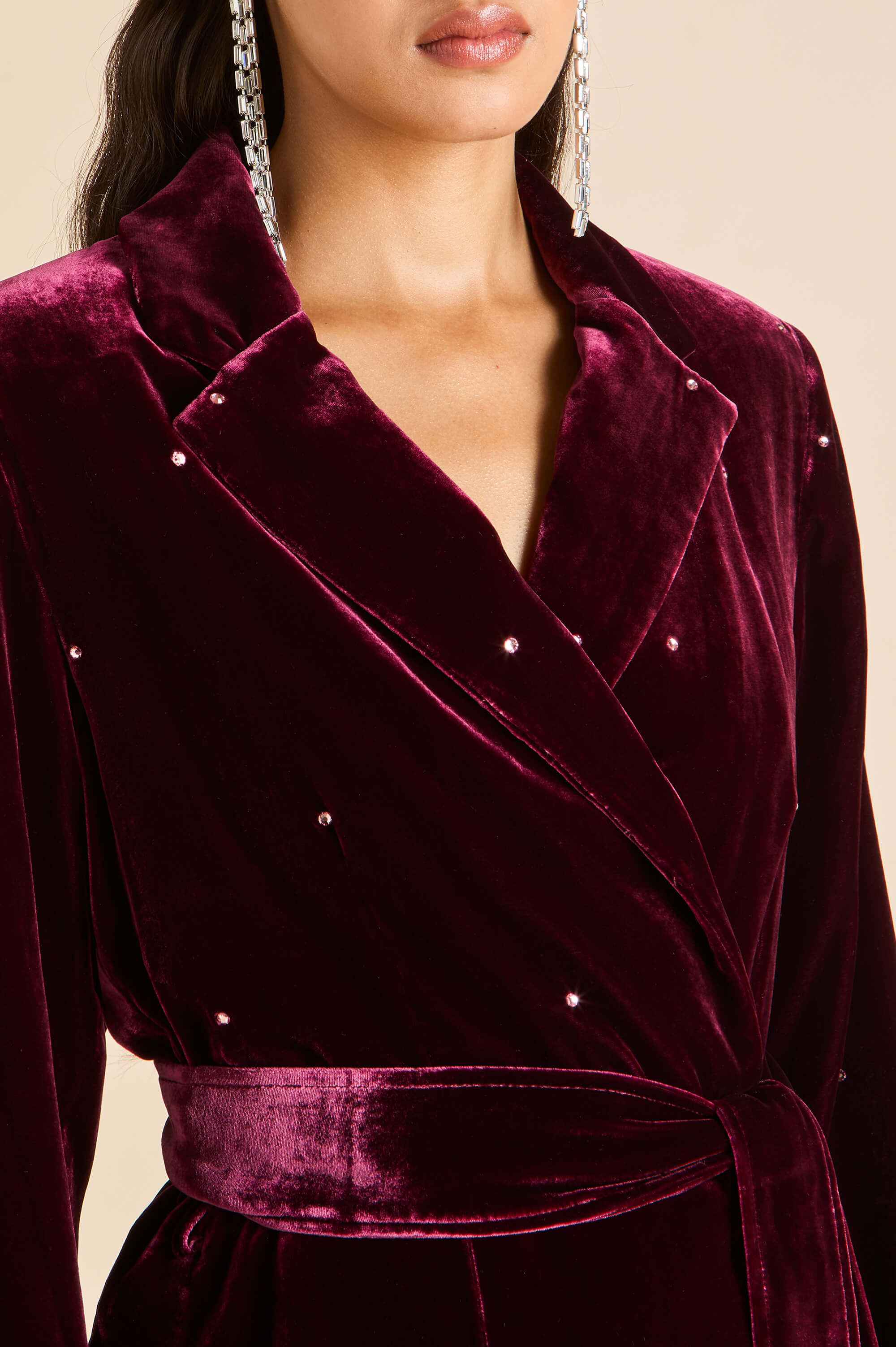 jagger ritzy red crystal pyjamas in silk velvet 