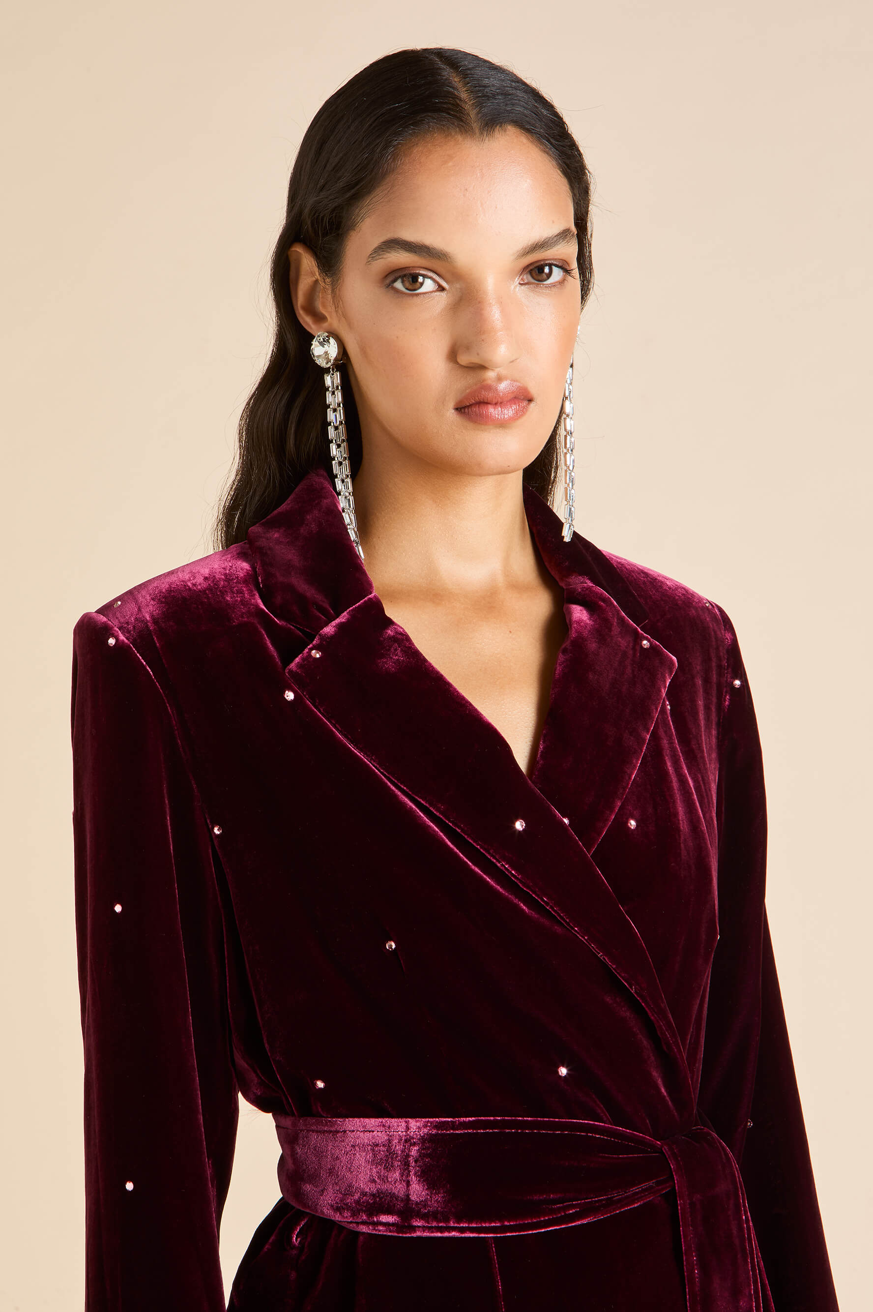 jagger ritzy red crystal pyjamas in silk velvet 