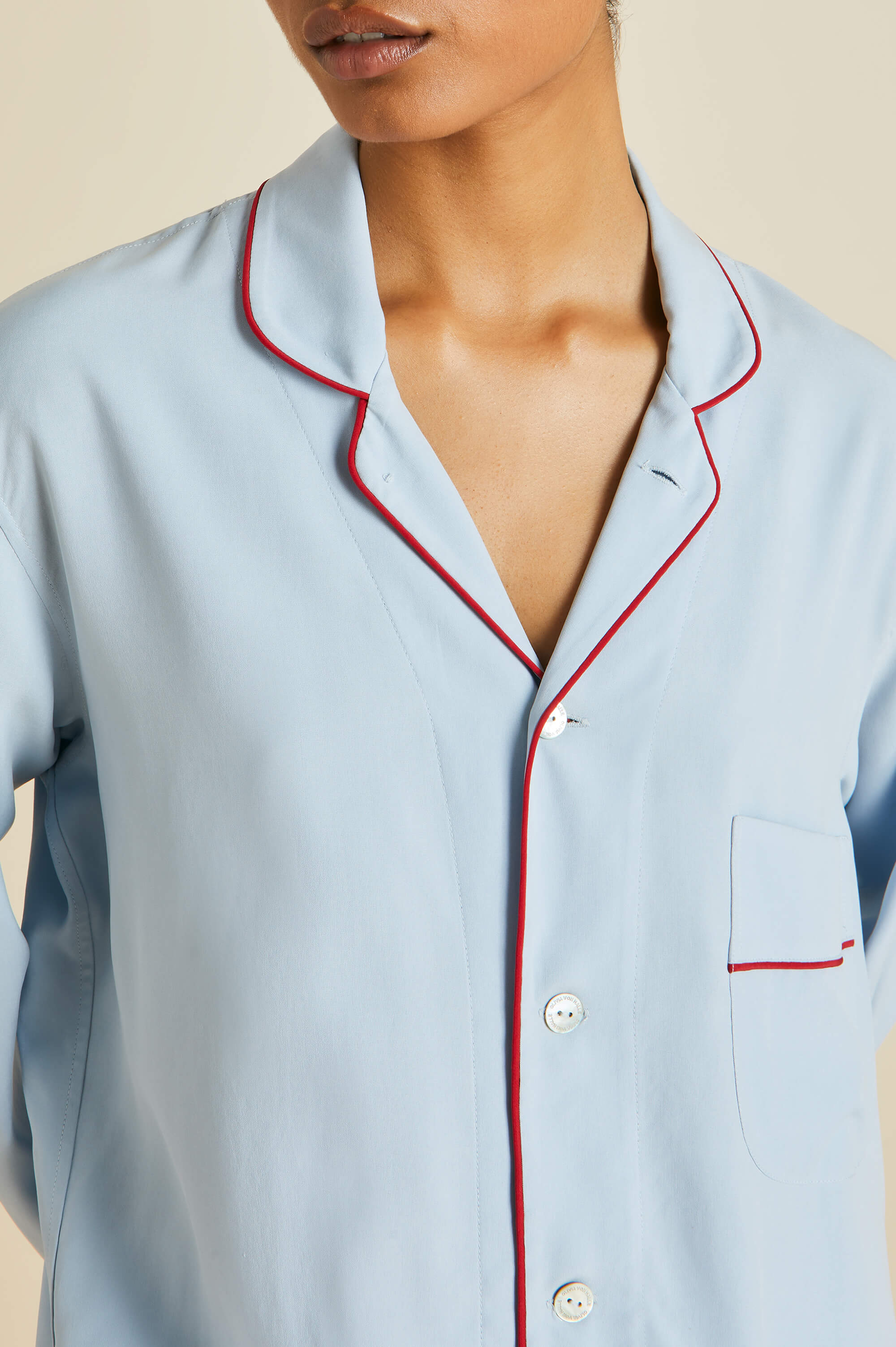 Laurent Cerulean Blue Pajamas in Sandwashed Silk