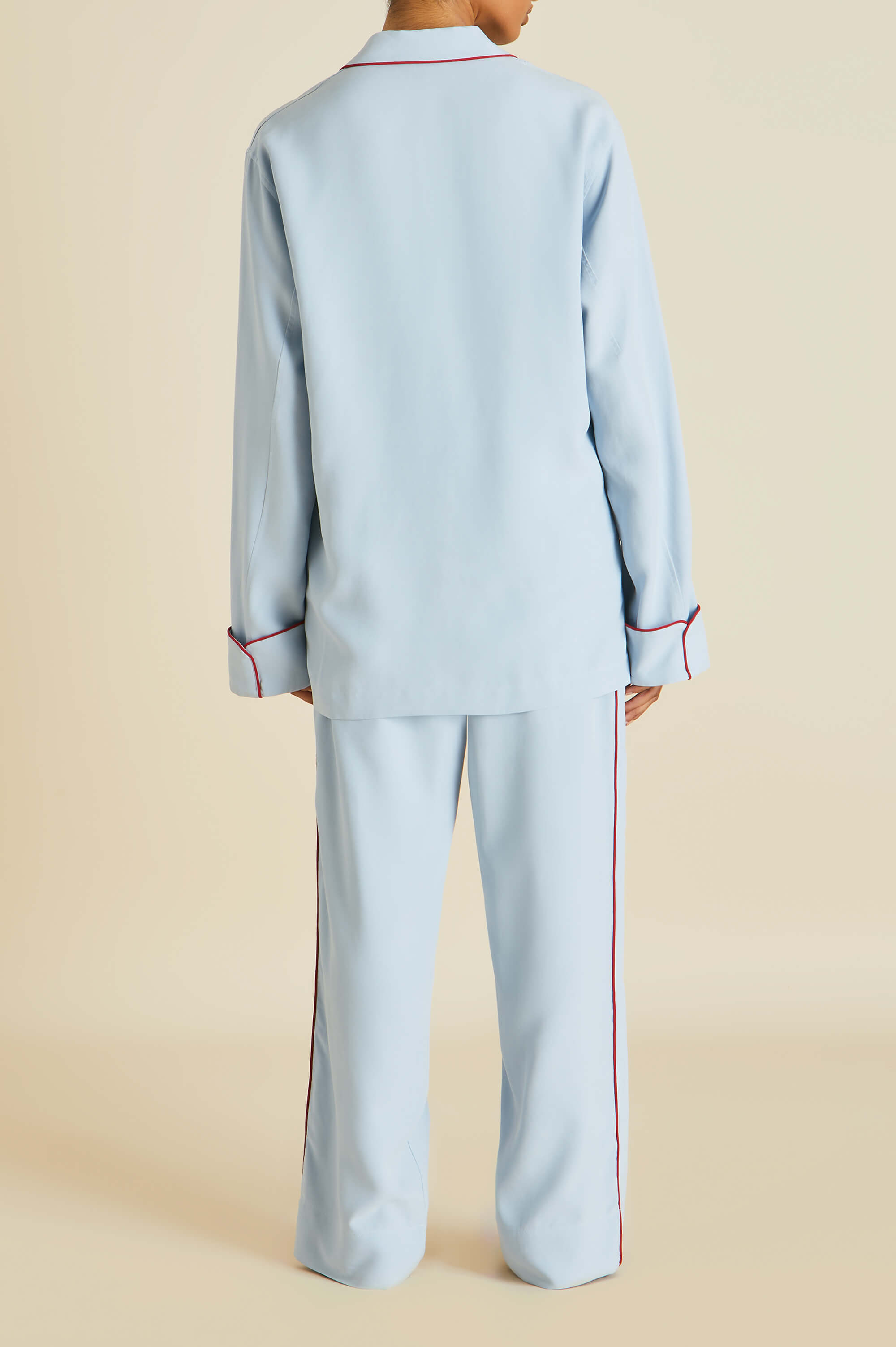 Laurent Cerulean Blue Pajamas in Sandwashed Silk