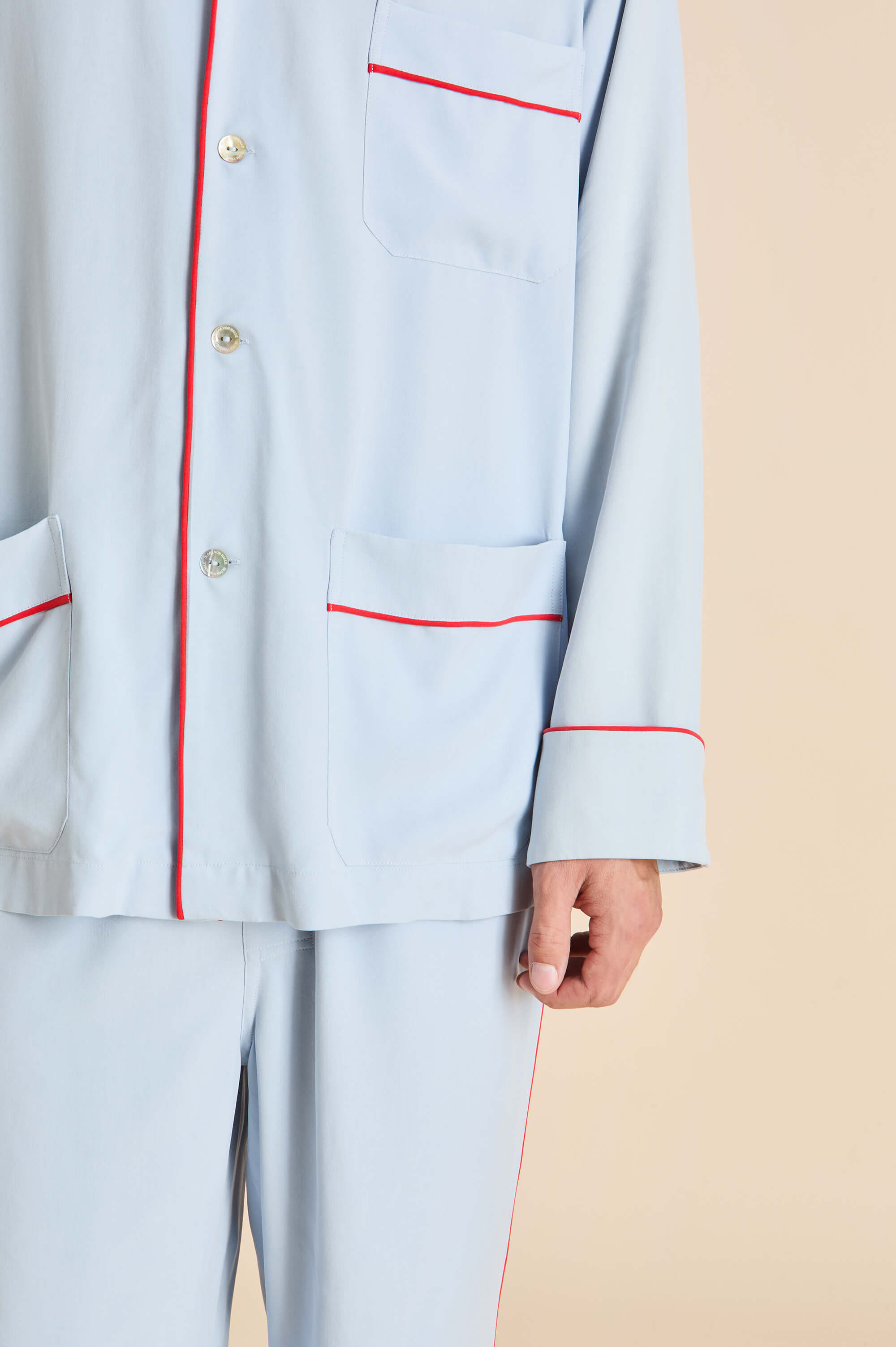 Laurent Cerulean Blue Pyjamas in Sandwashed Silk