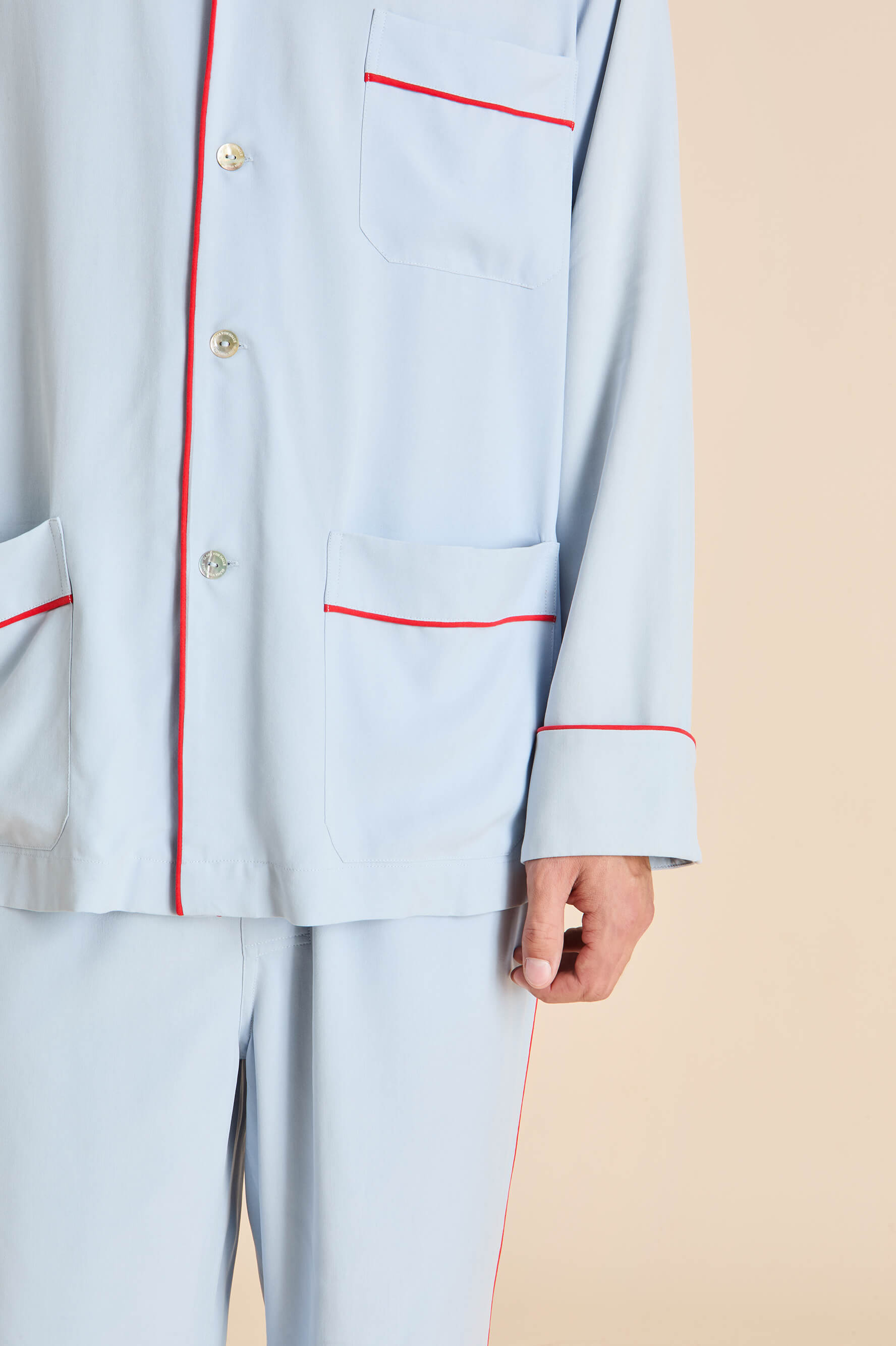Laurent Cerulean Blue Pyjamas in Sandwashed Silk