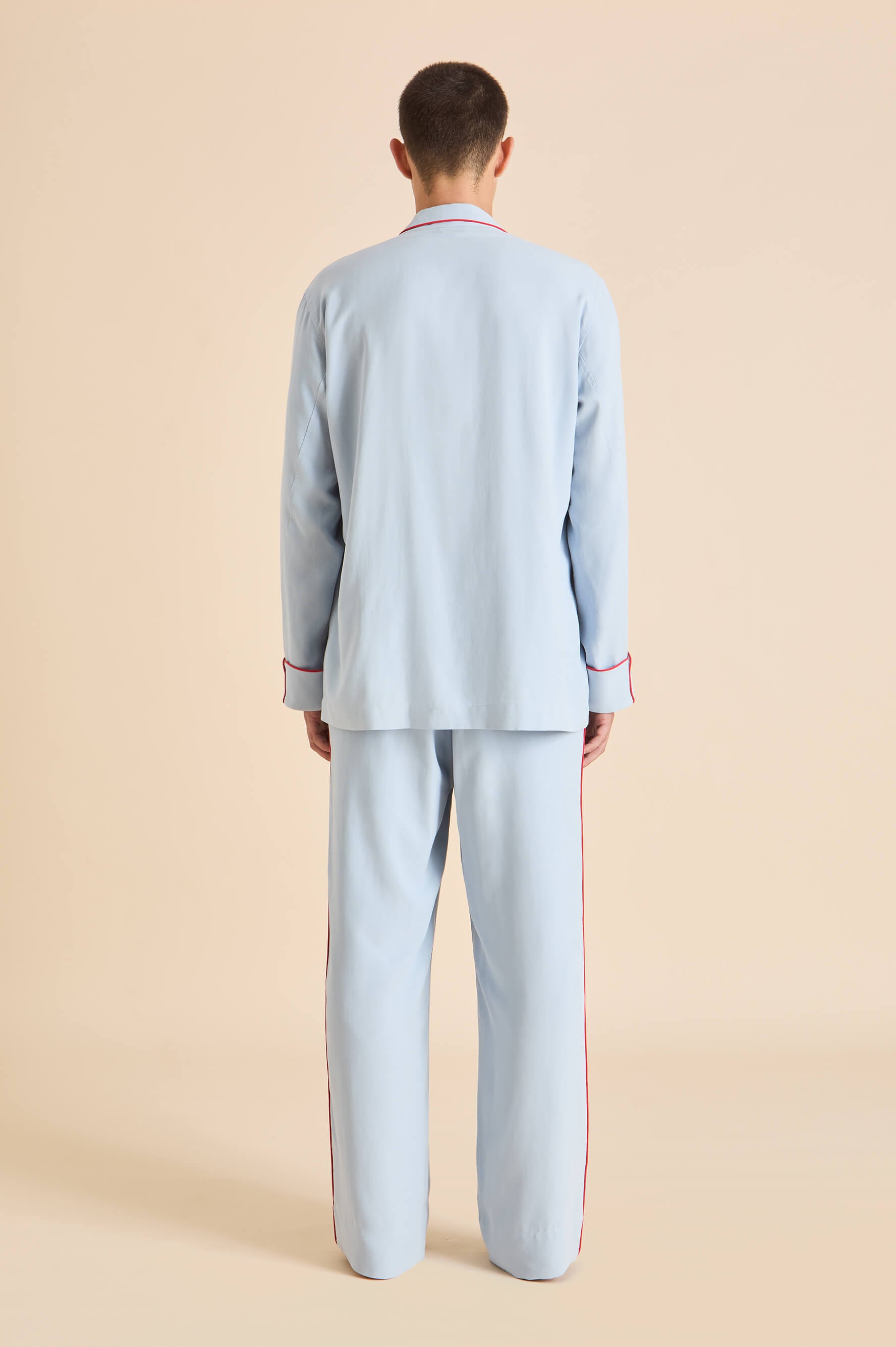 Laurent Cerulean Blue Pyjamas in Sandwashed Silk