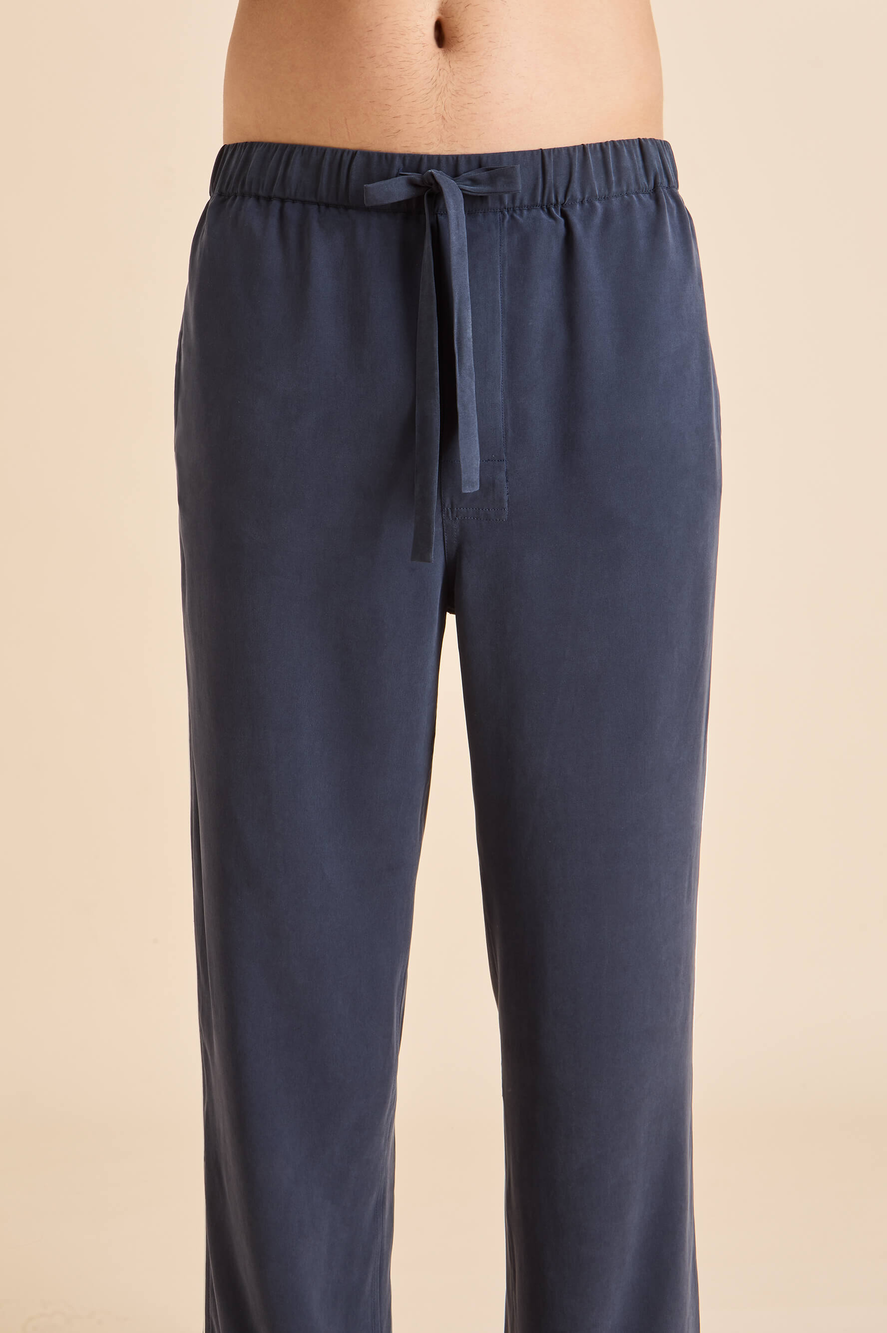 Laurent Navy Pyjamas in Sandwashed Silk