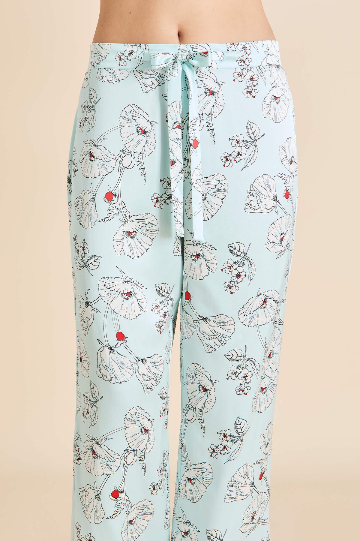 Lila Serafina Blue Floral Pyjamas in Silk Satin | Olivia von Halle
