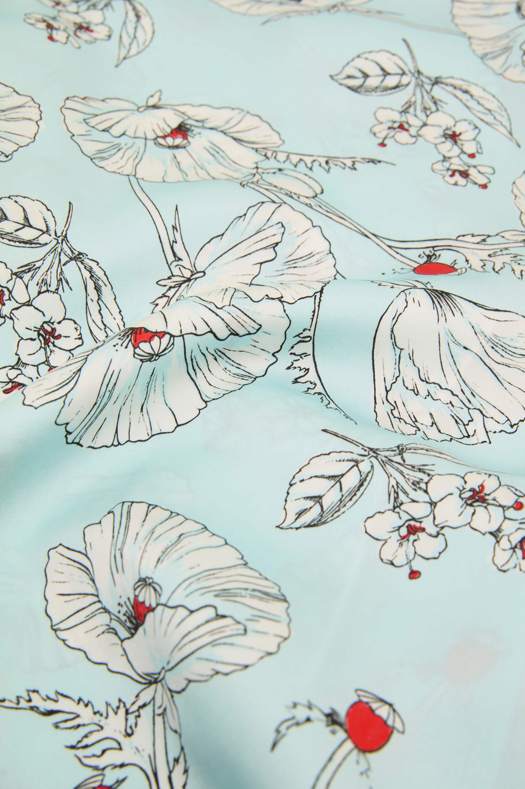 Lila Serafina Blue Floral Pyjamas in Silk Satin