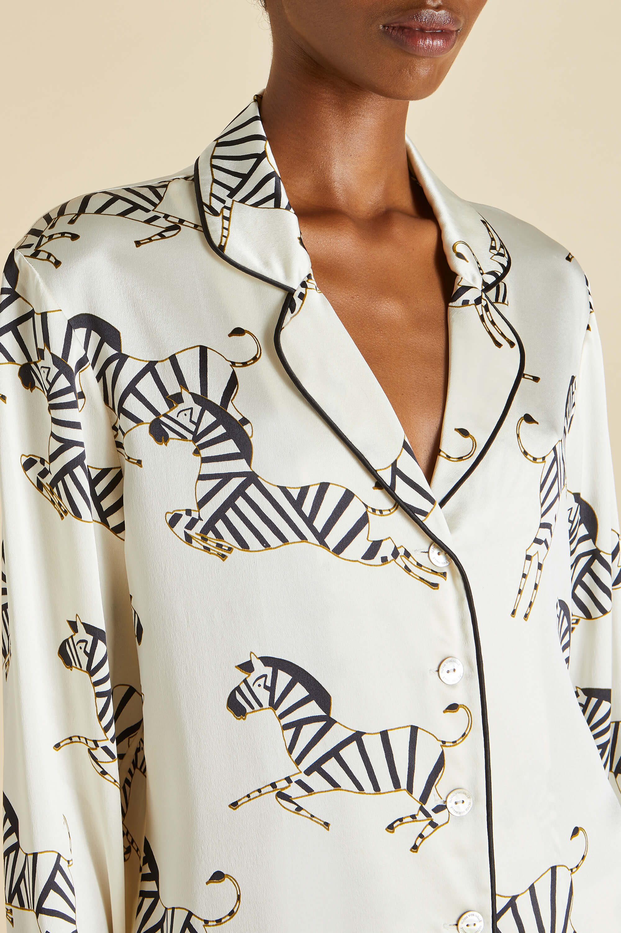 lila zebedee ivory pyjama set in silk satin 