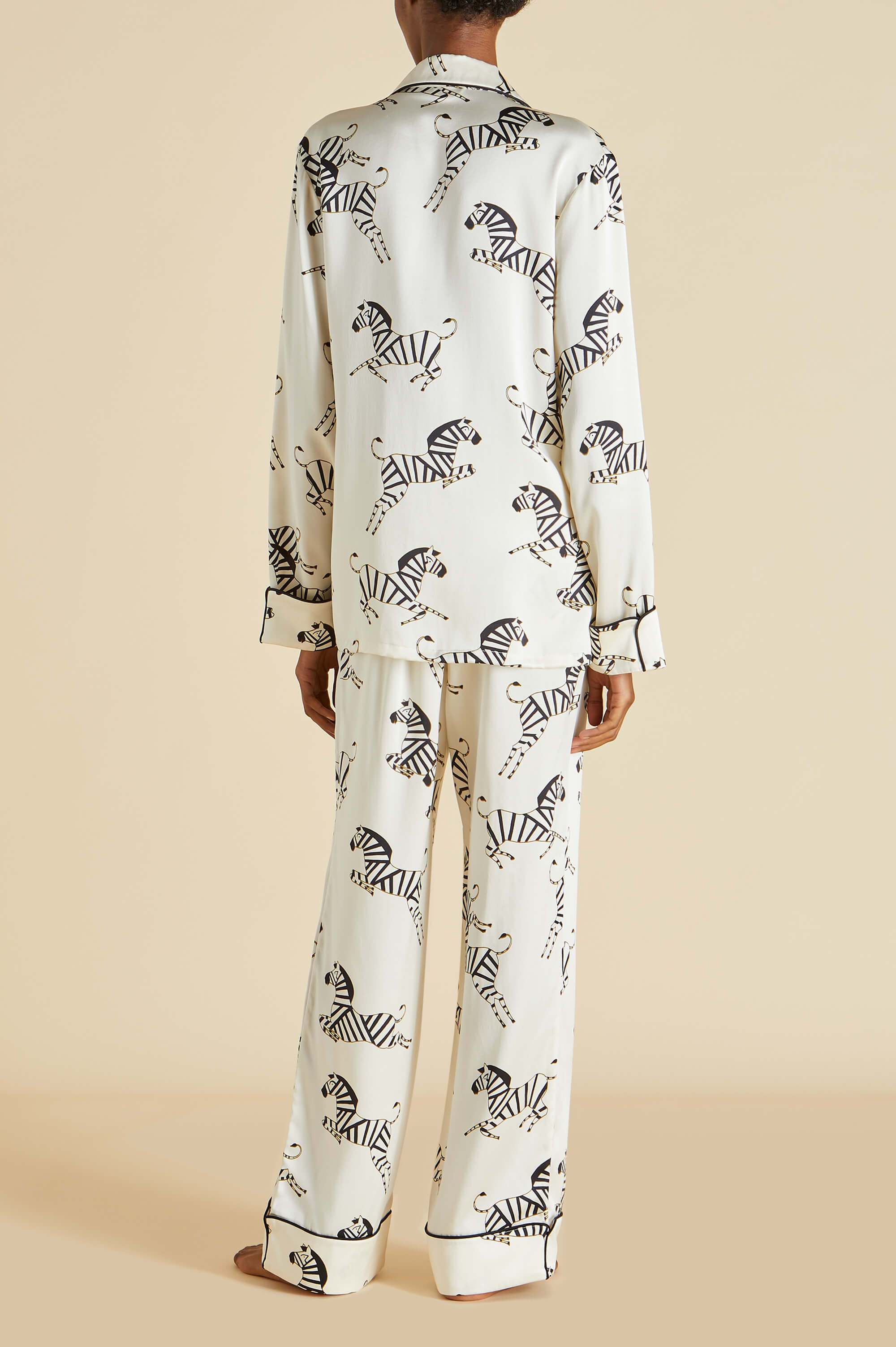 Lila Zebedee Ivory Pyjama Set in Silk Satin