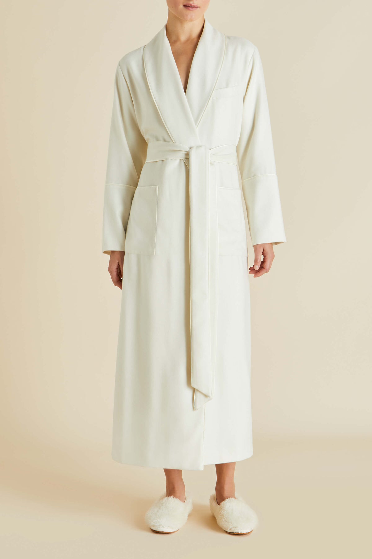 Reversible Cashmere Robe Logan Aspen Ivory Robe in Cashmere | Olivia von Halle