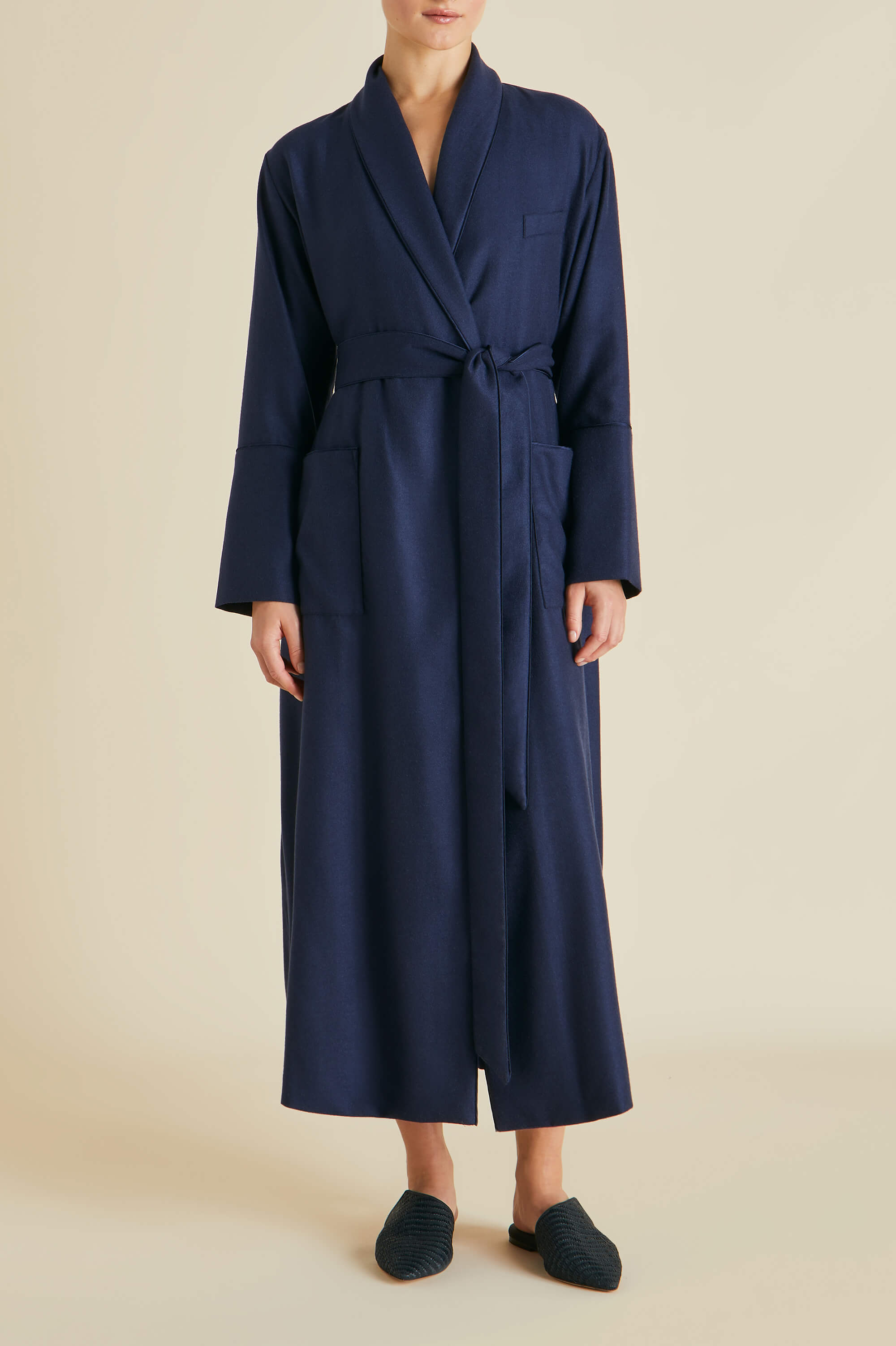 logan osaka navy cashmere robe