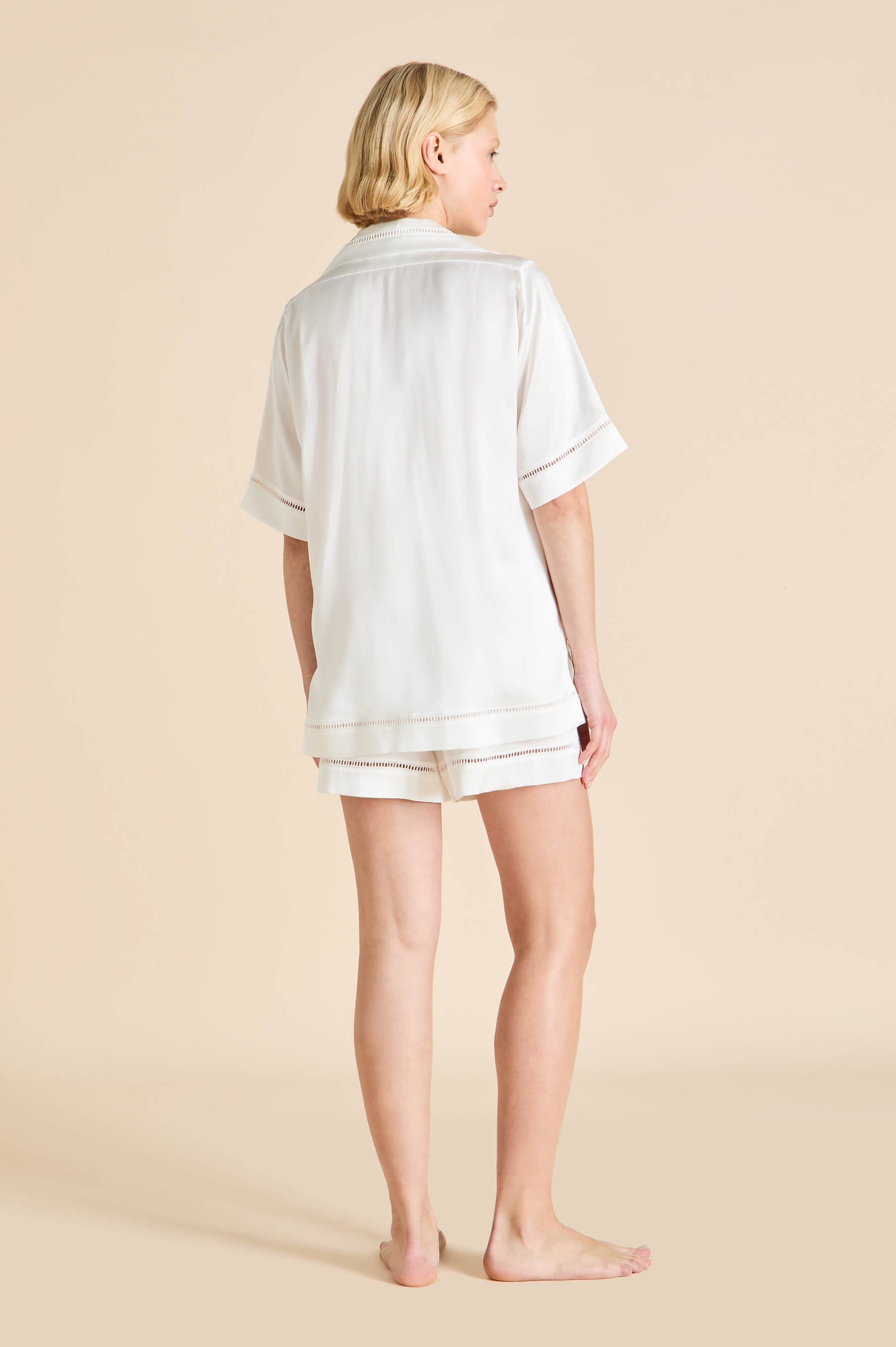 Marlene Ivory Pajamas in Silk Satin