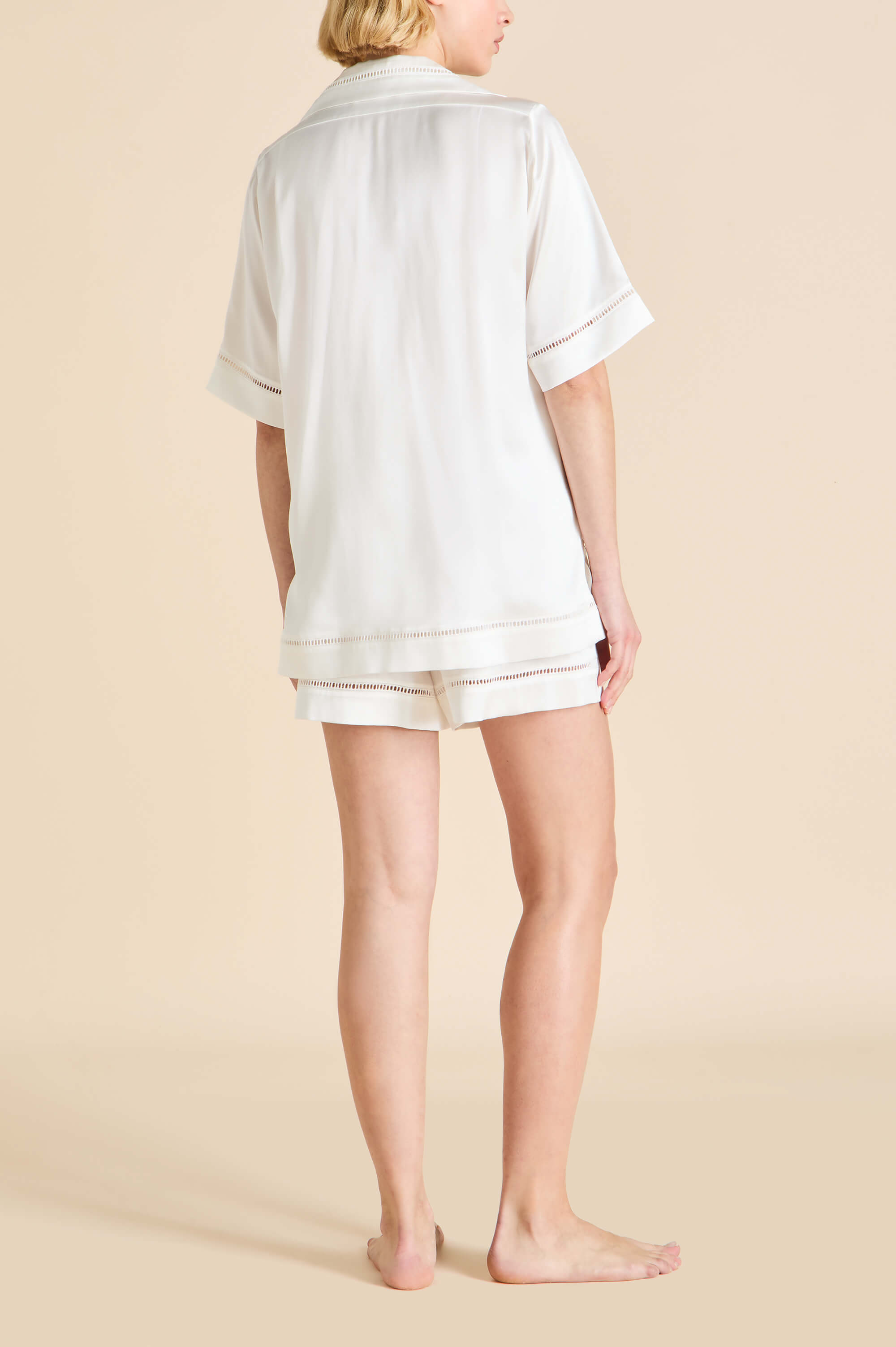 Marlene Ivory Pajamas in Silk Satin
