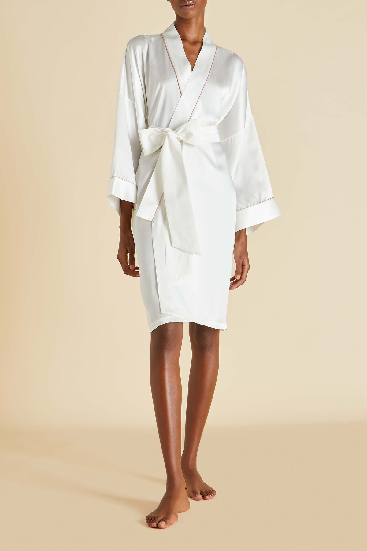 Ivory Satin Robe Mimi Ivory Oyster Robe in Silk Satin | Olivia von Halle