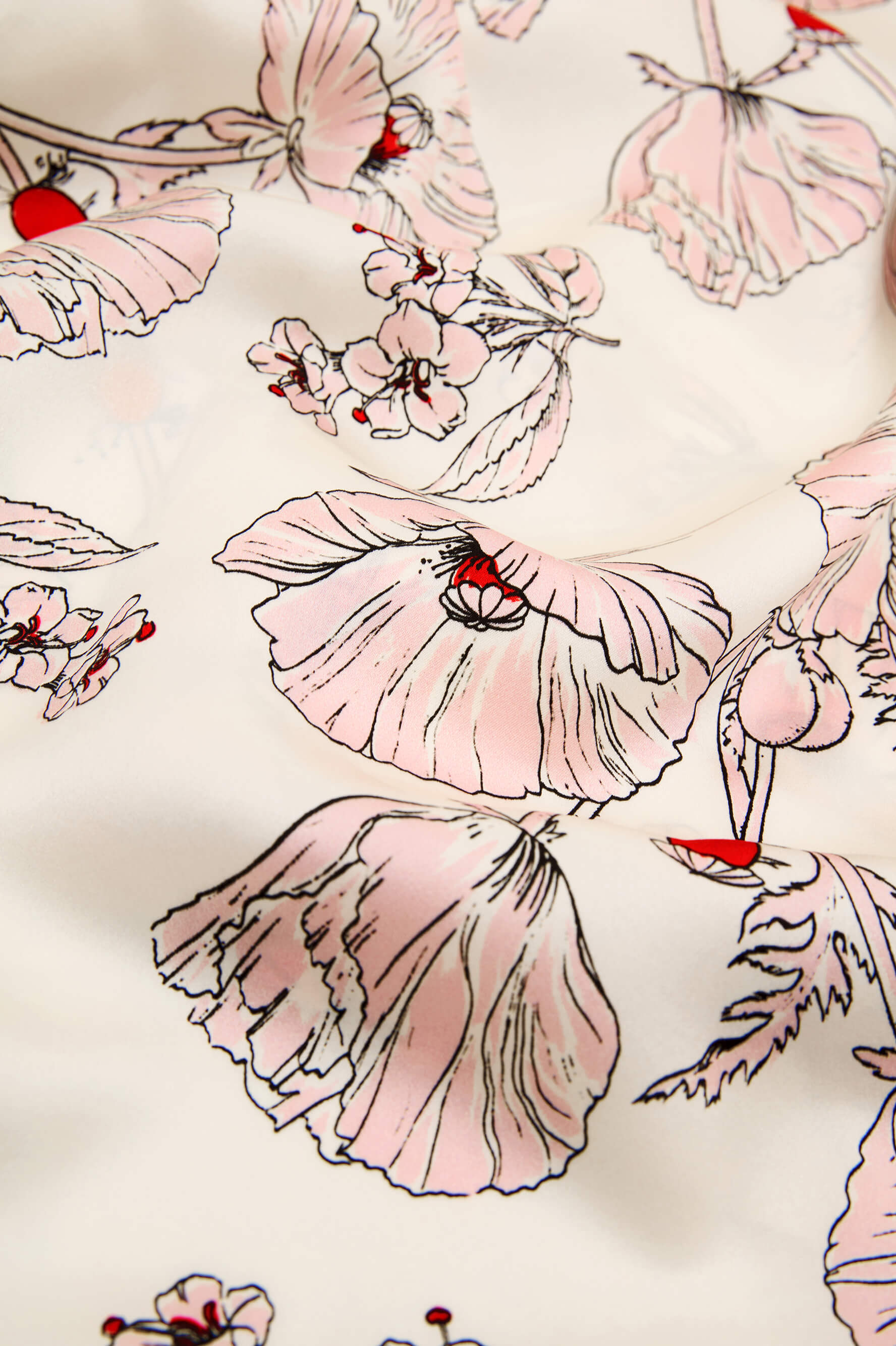 Mimi Rosalia Ivory Floral Robe in Silk Satin