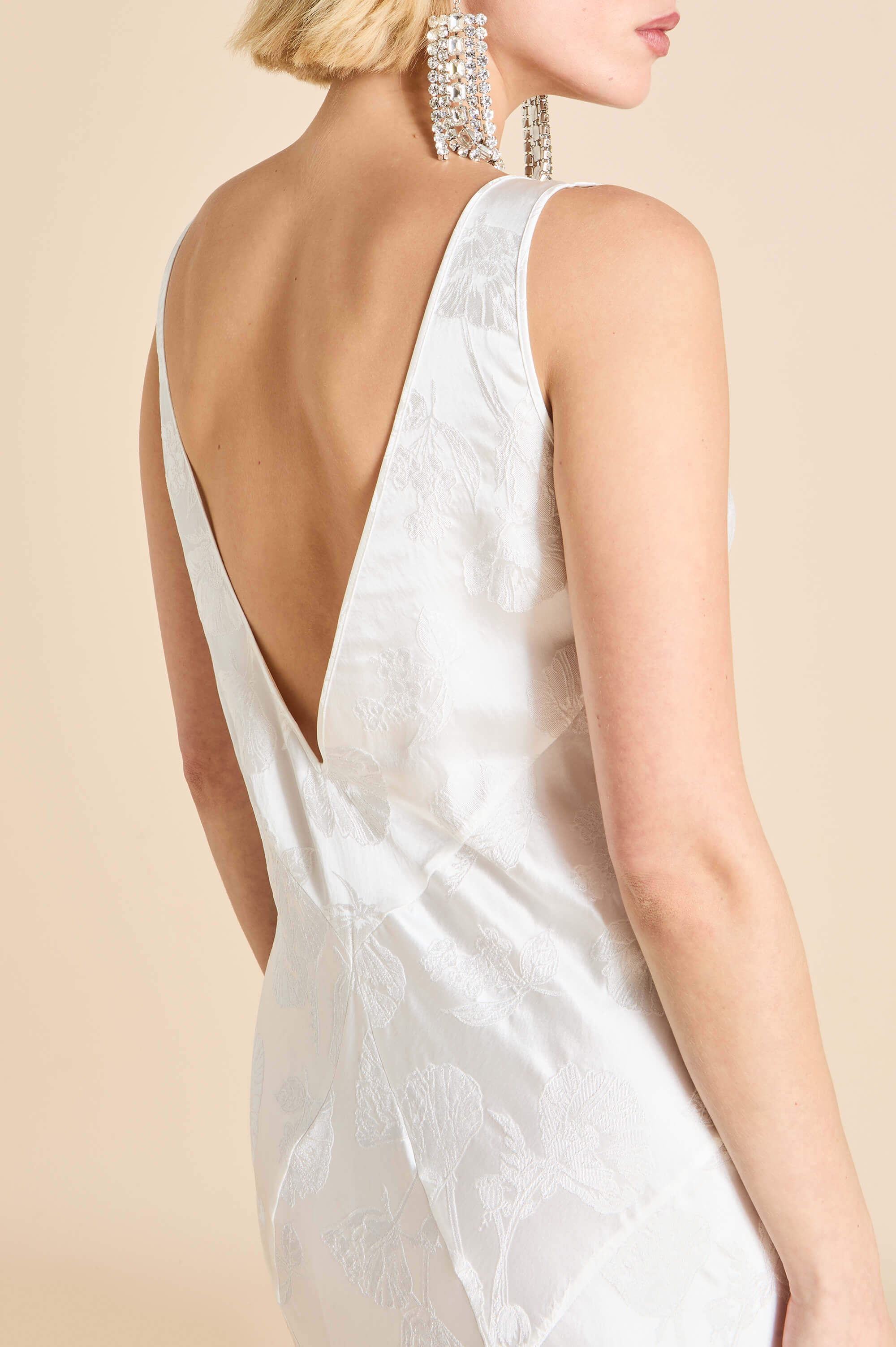 paloma liliana ivory floral dress in silk jacquard 