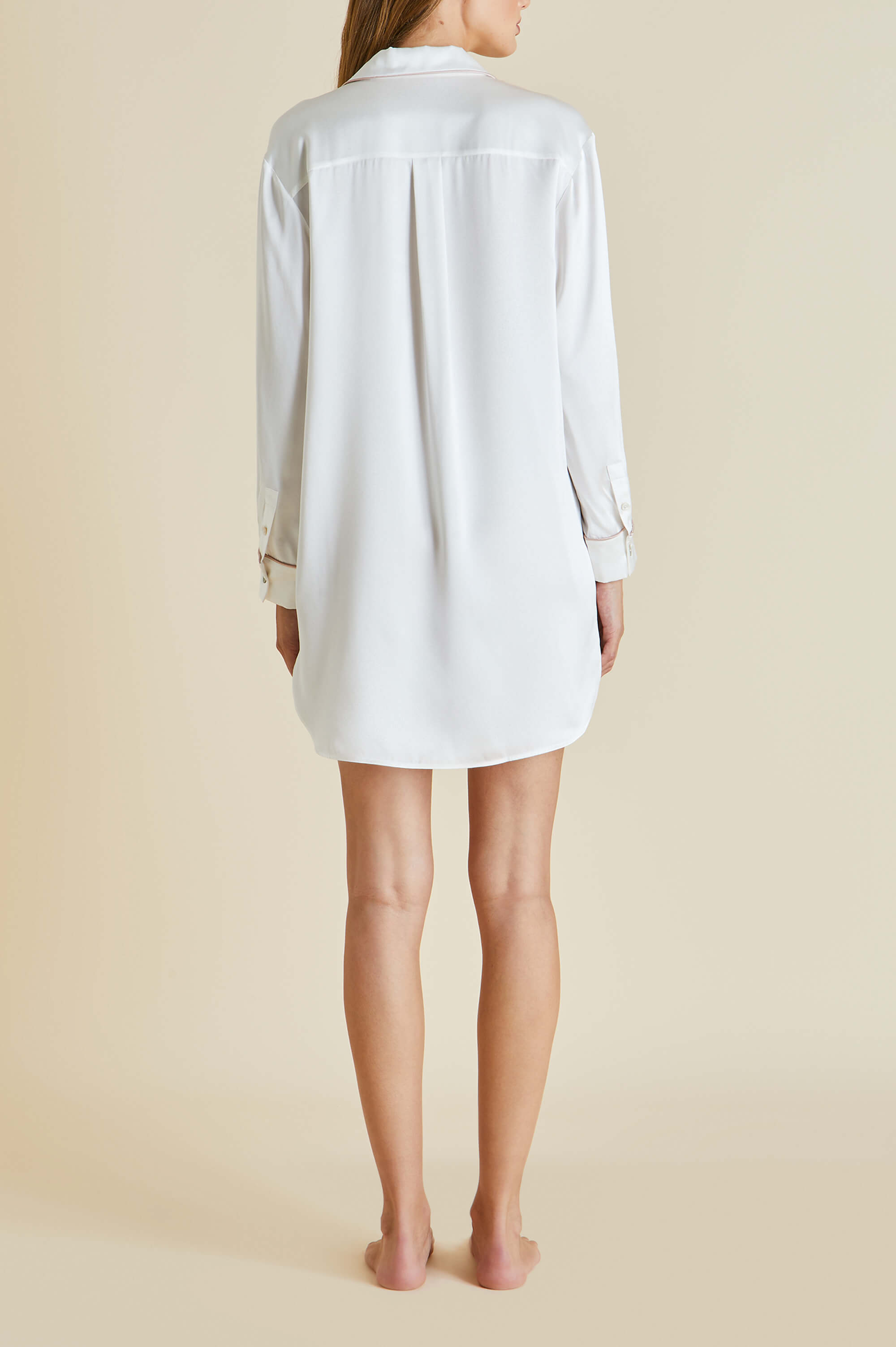 Poppy Ivory Oyster Nightshirt in Silk Satin