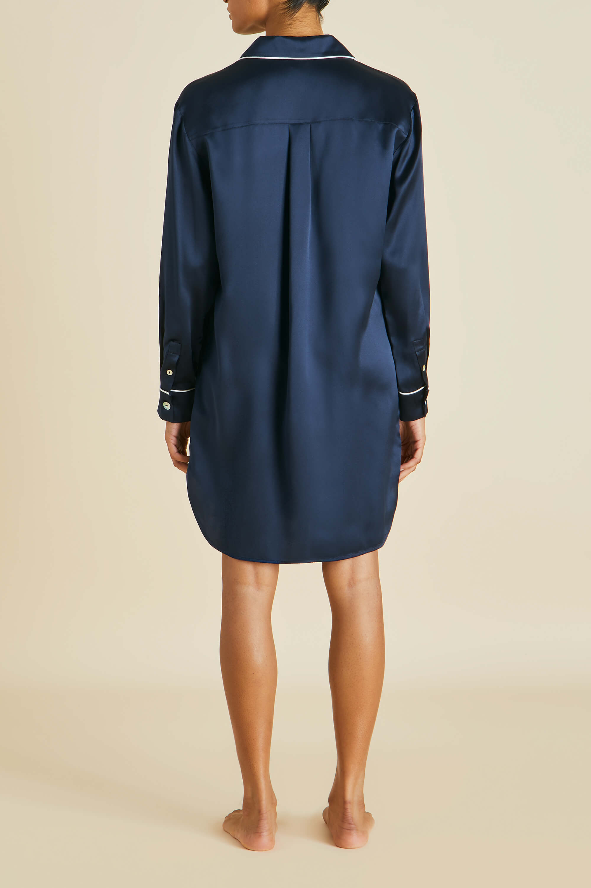 Poppy Navy Nightshirt in Silk Satin
