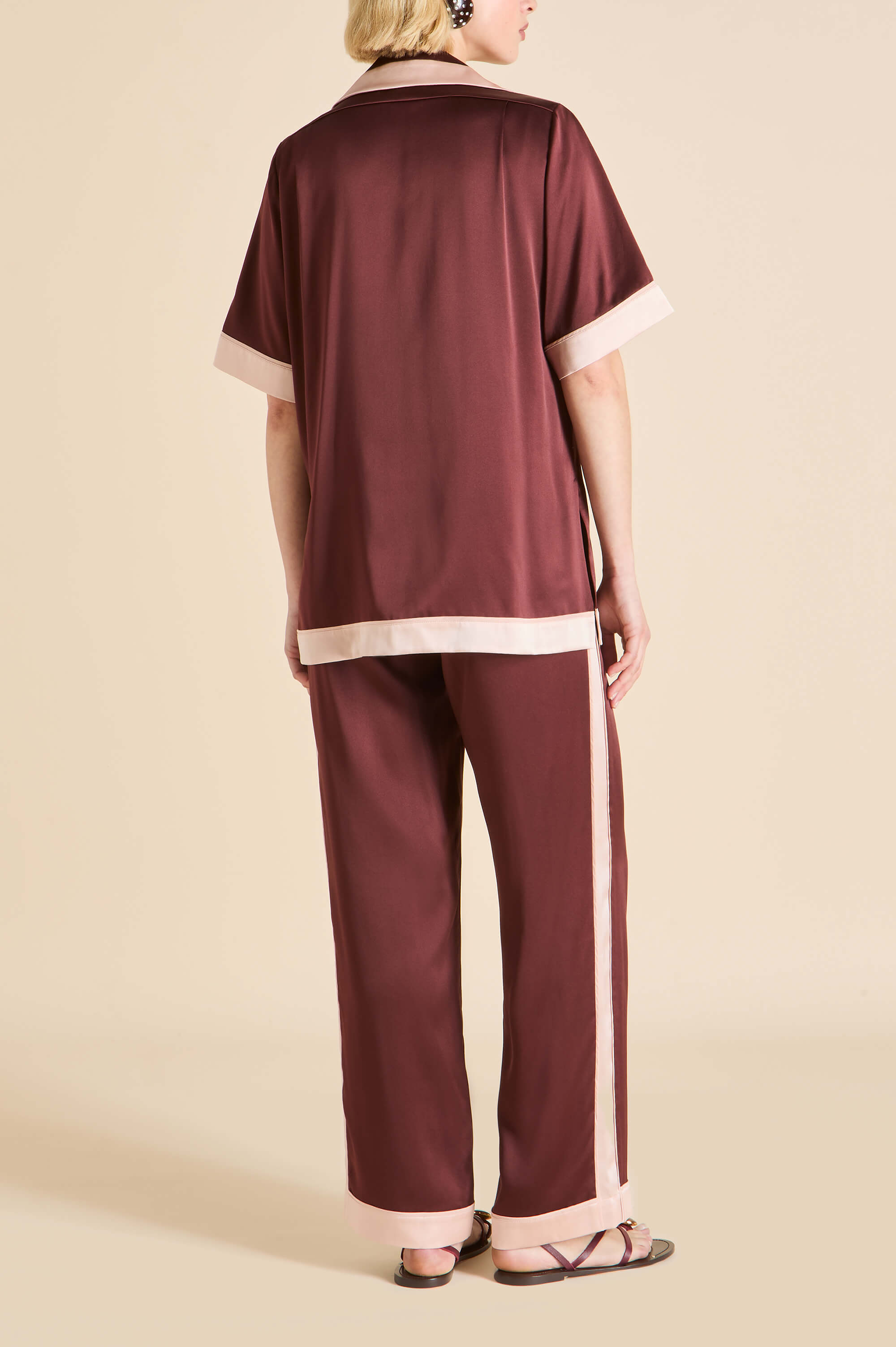 Tilda Bordeaux Burgundy Pajamas in Silk Satin