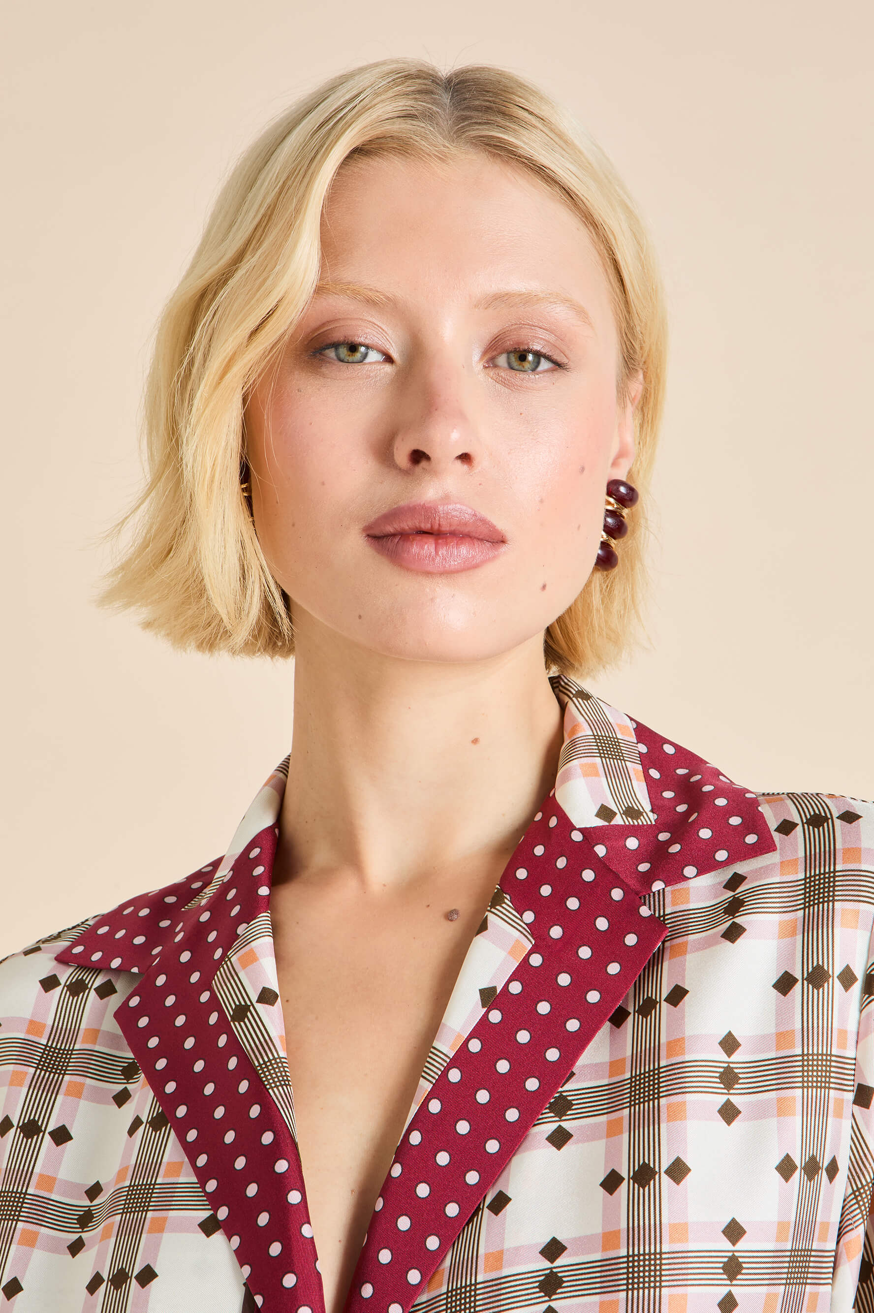 Tilda Cipriani Ivory Geometric Pyjamas in Silk Twill