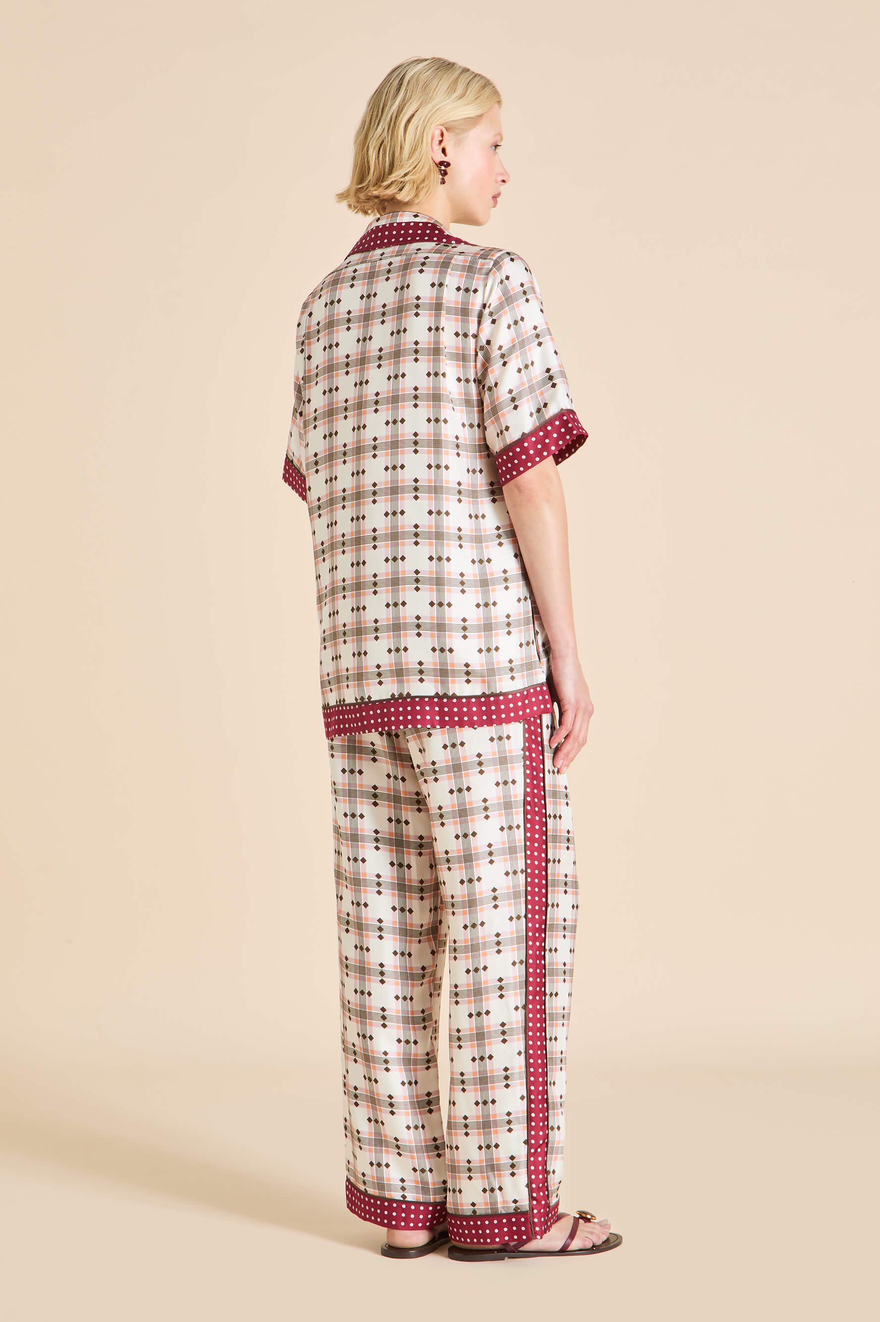 Tilda Cipriani Ivory Geometric Pyjamas in Silk Twill