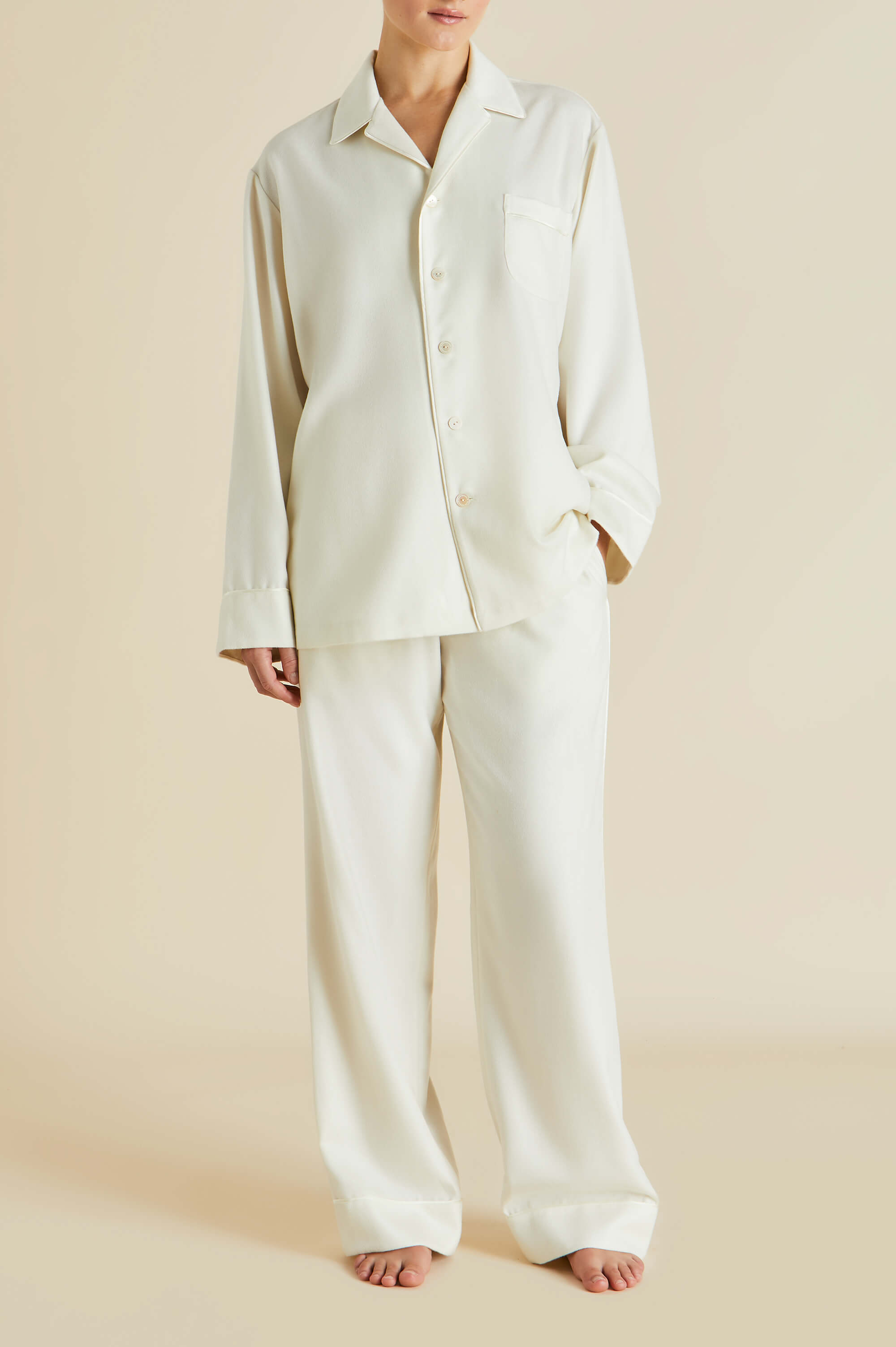Vanderbilt Aspen Ivory Pyjamas in Cashmere | Olivia von Halle