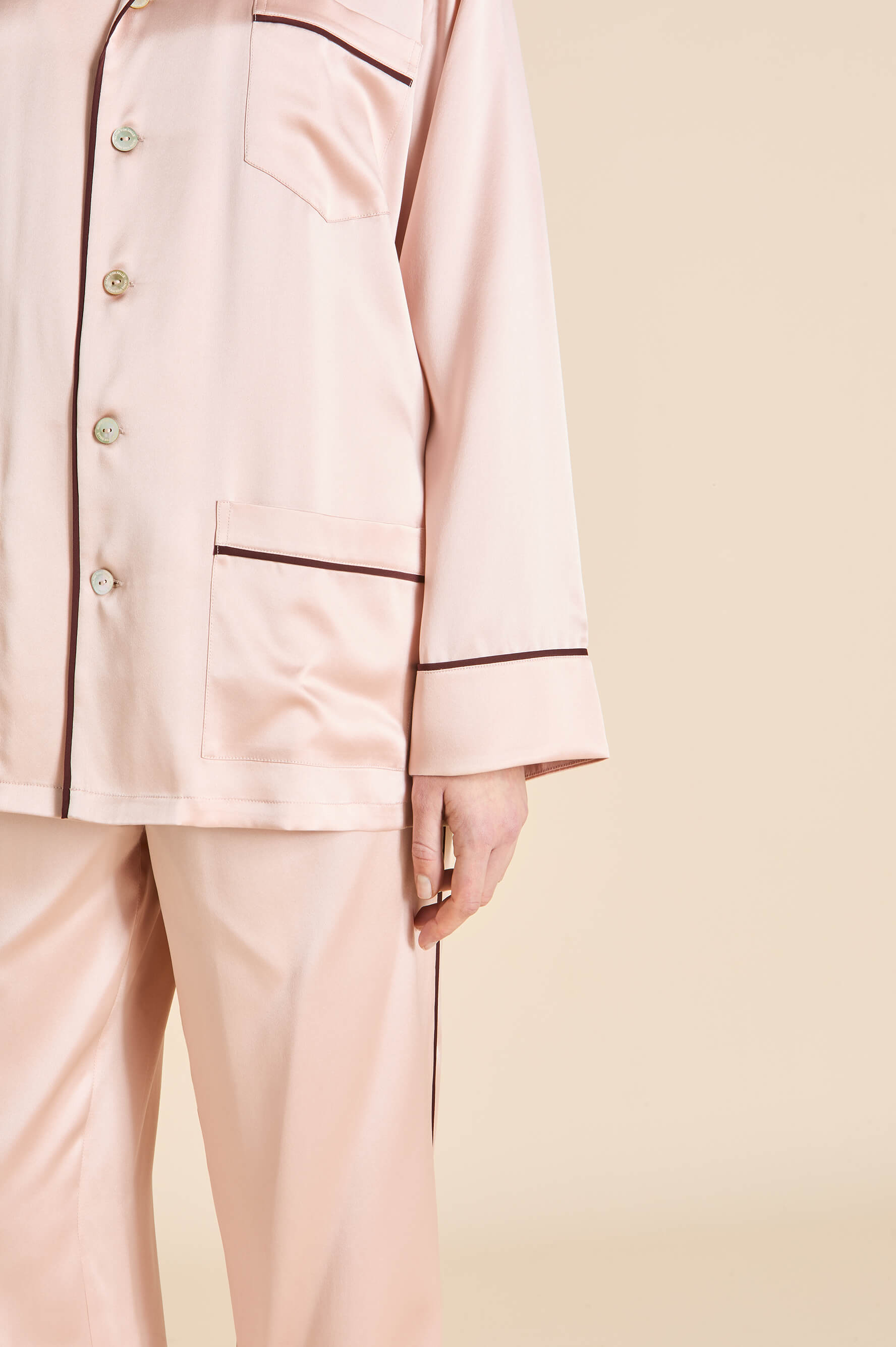 Pink Pyjamas Vest Yves Rose Pink Pyjamas in Silk Satin | Olivia von Halle