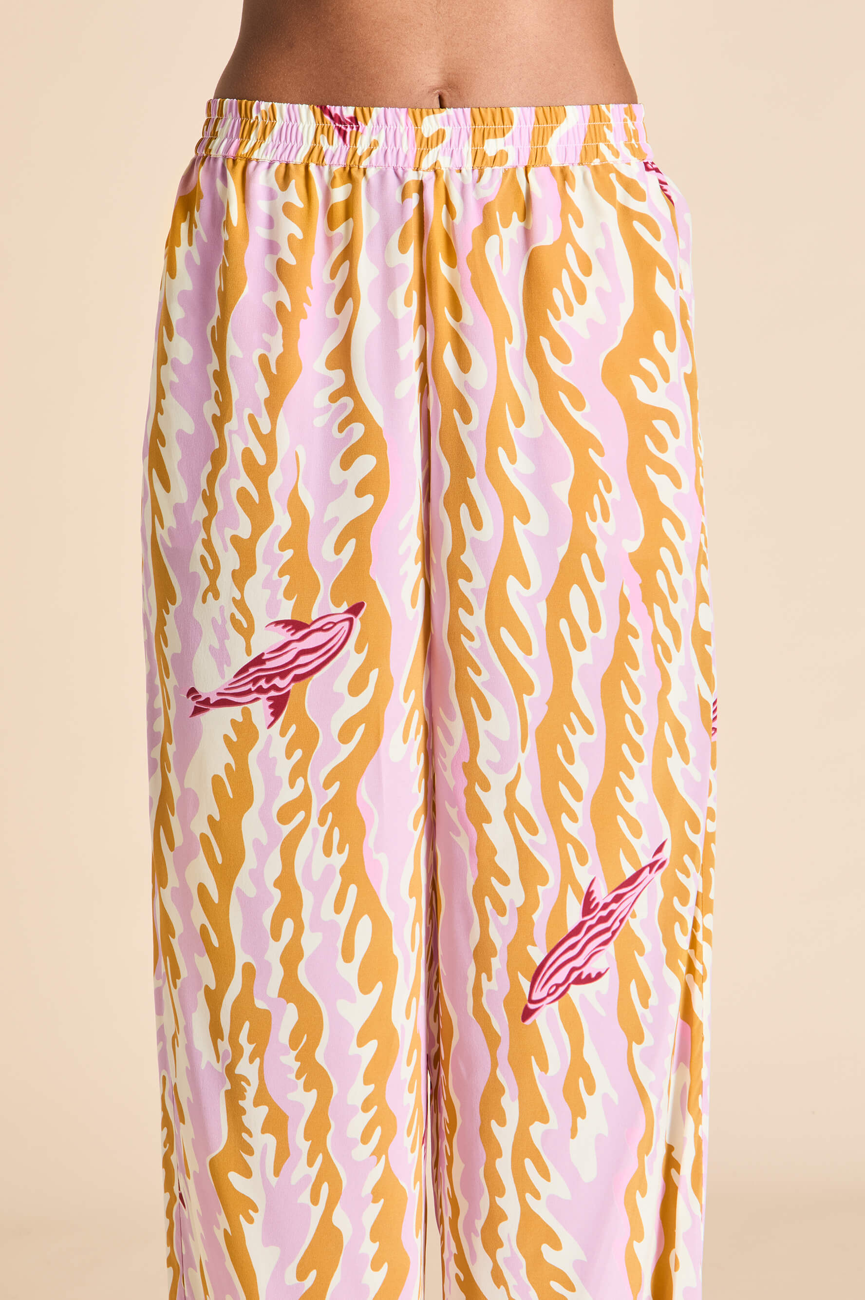 Alabama Mira Pink Wave Pyjamas in Silk Crêpe de Chine