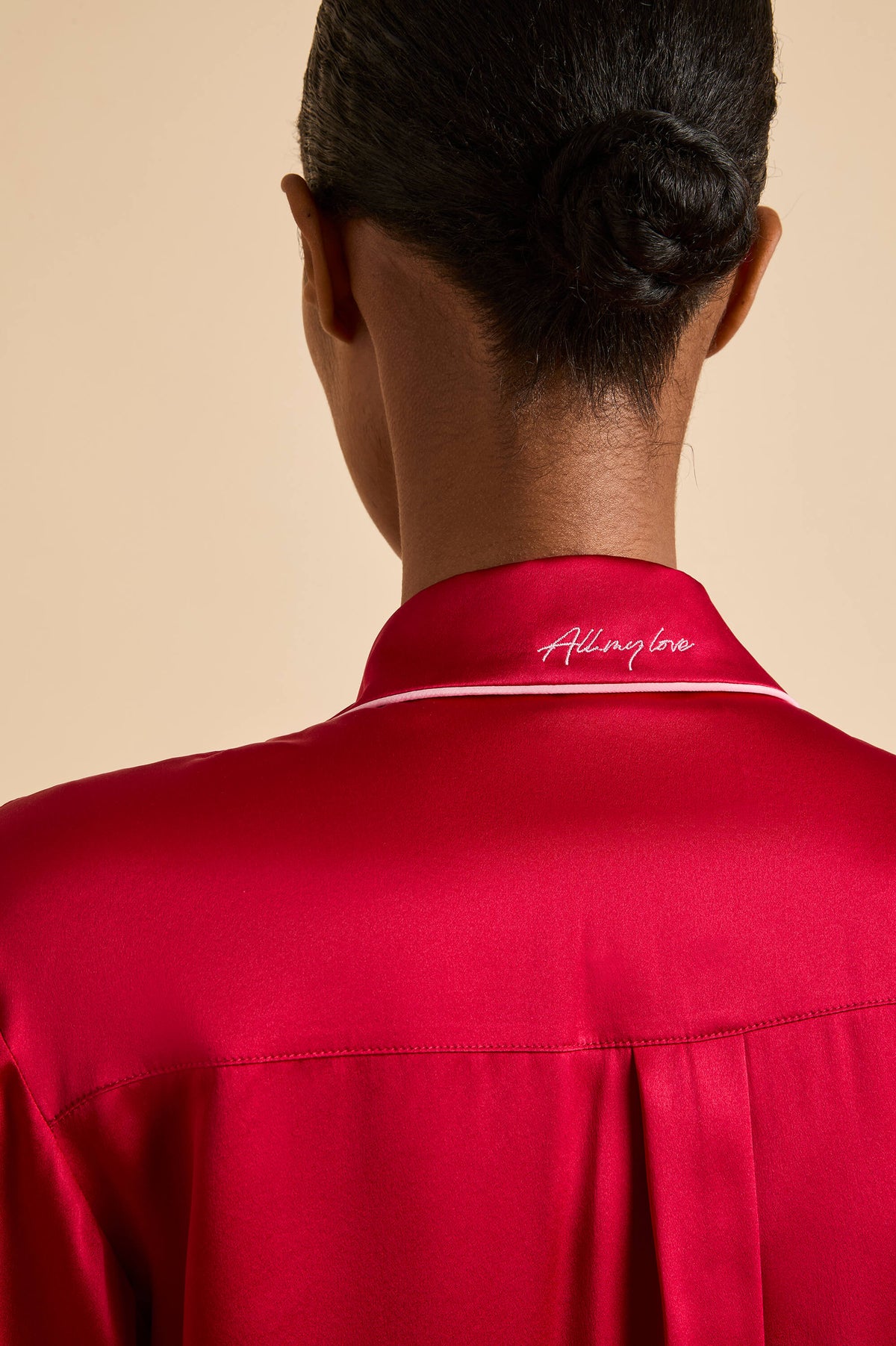Alba Adeline Red Pajamas in Silk Satin