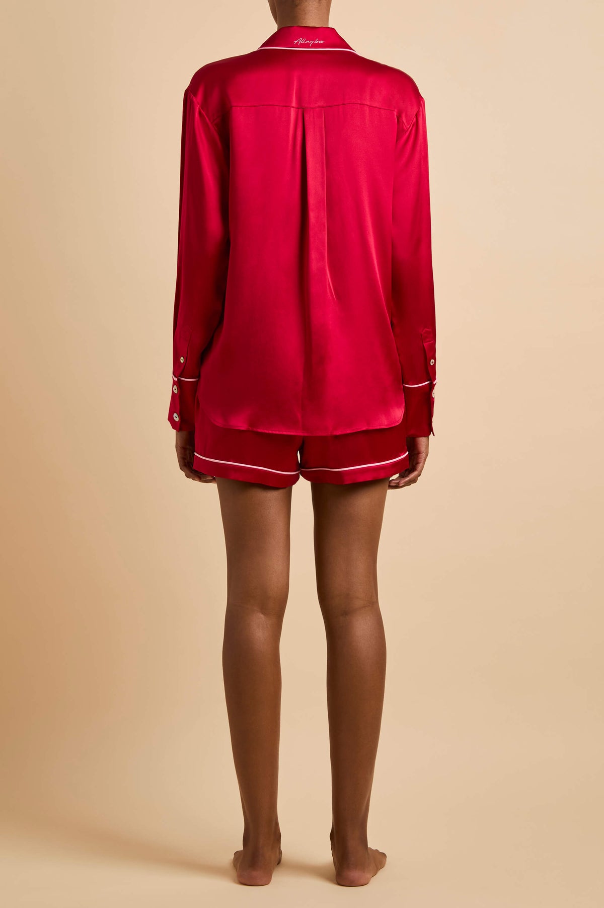 Alba Adeline Red Pajamas in Silk Satin