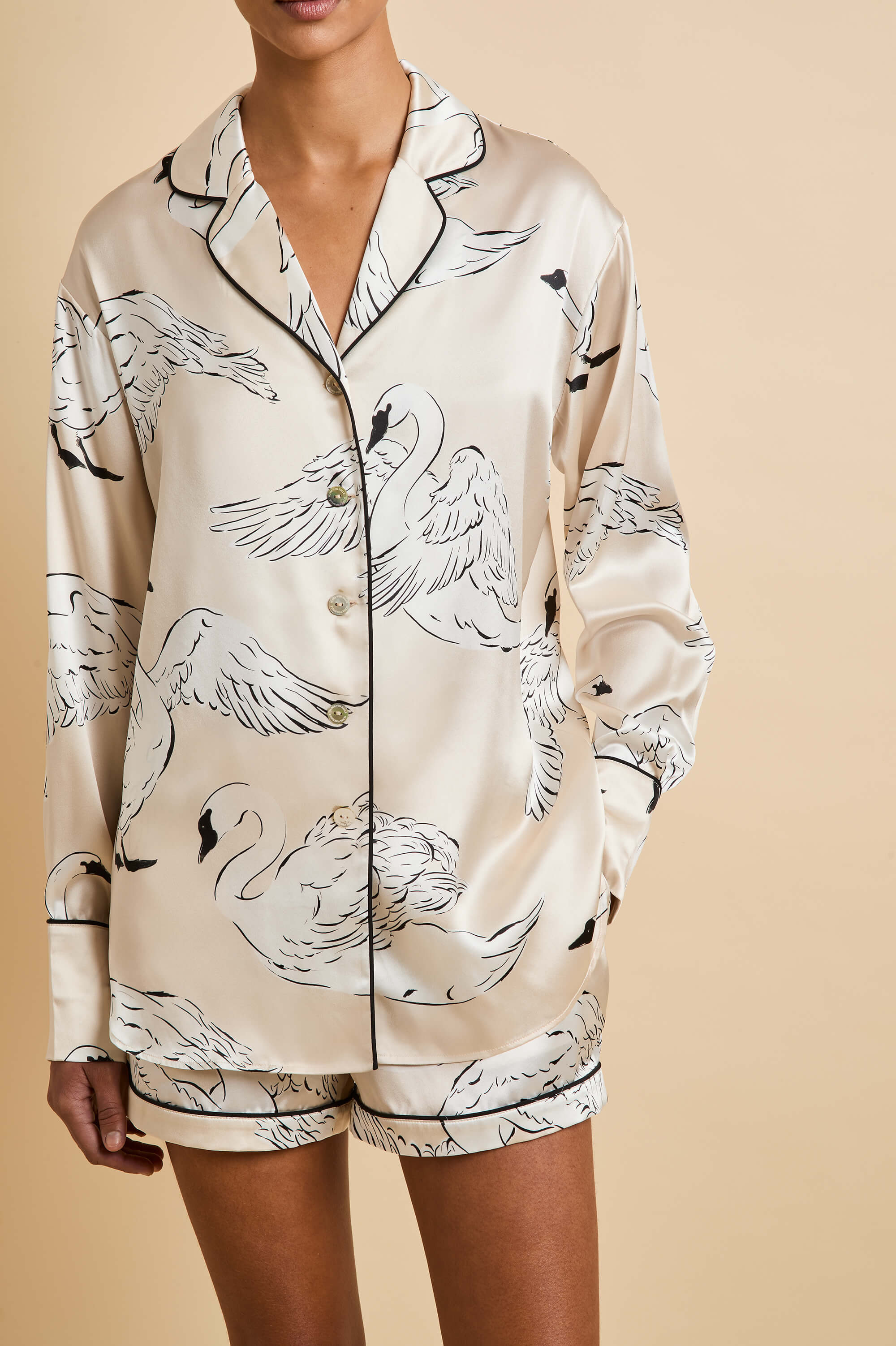 alba blanca cream swan pyjamas in silk satin 