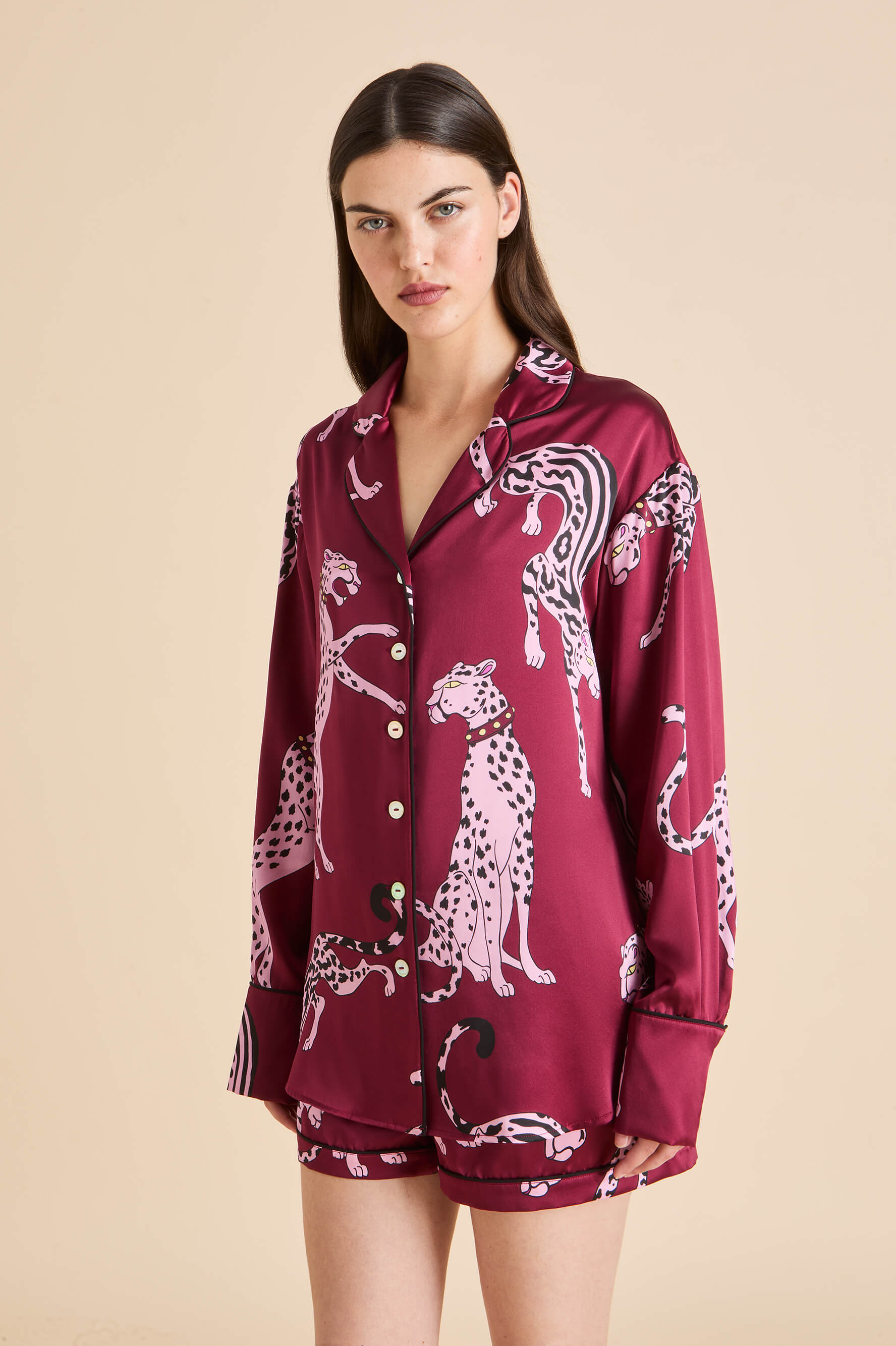 alba cherie red leopard pyjamas in silk satin 