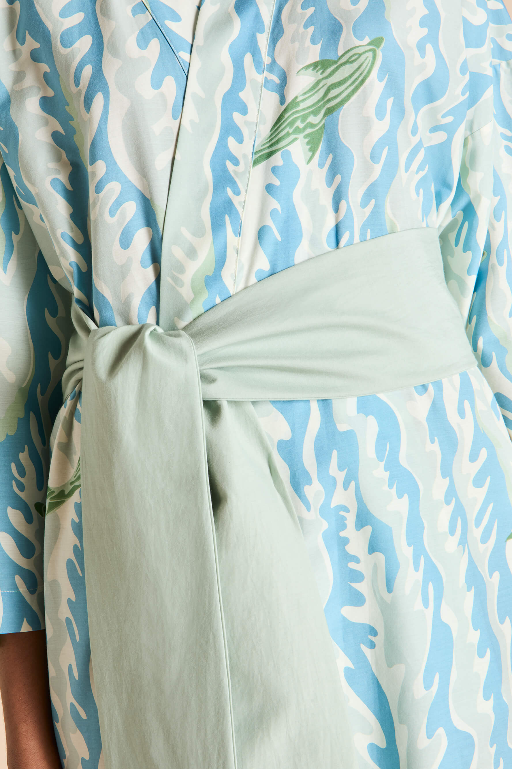 Amaya Sirena Blue Wave Robe in Cotton-Silk