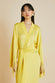 Amina Yellow Fringed Sandwashed Silk Robe