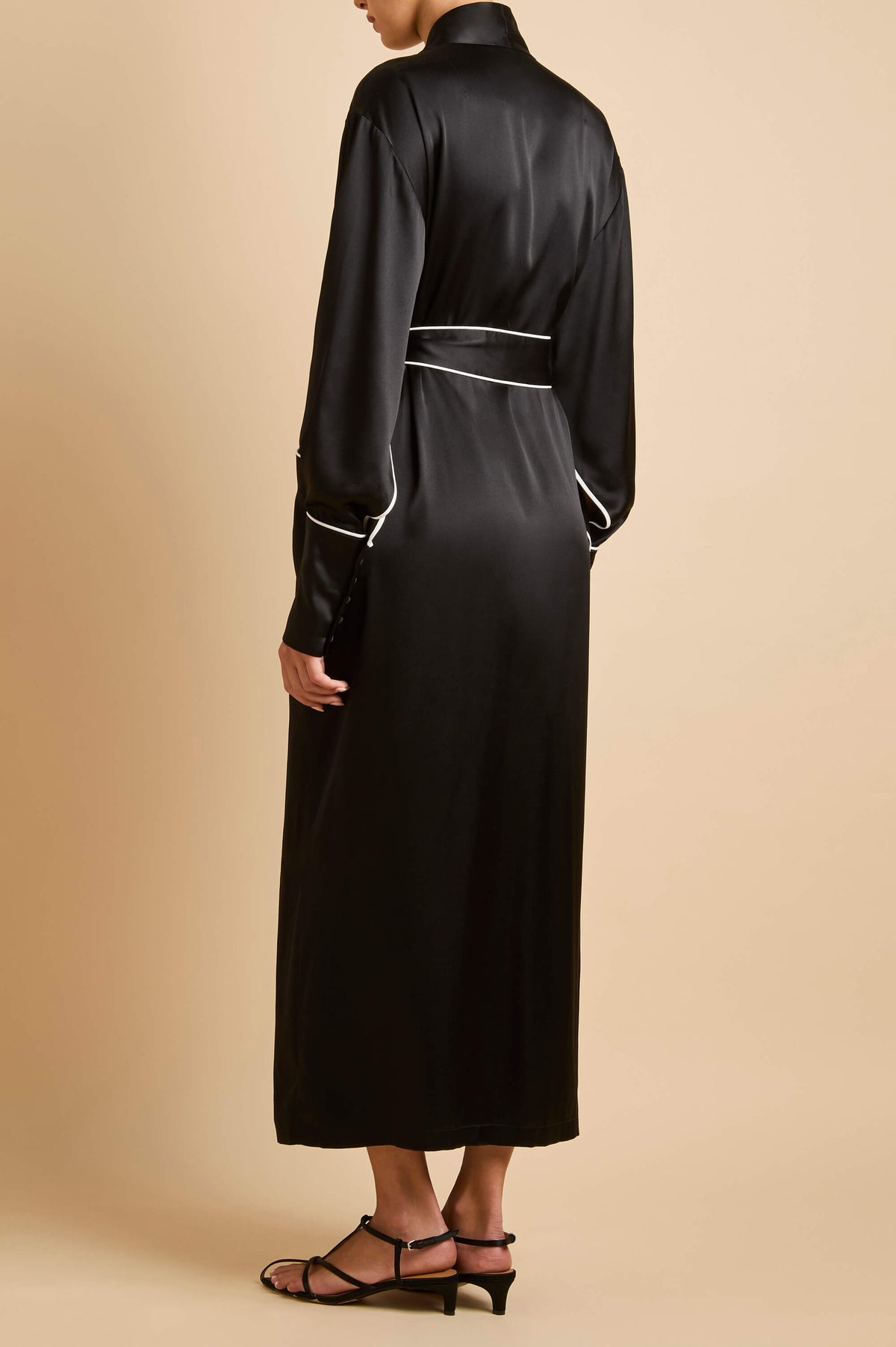 Anya Black Robe in Silk Satin