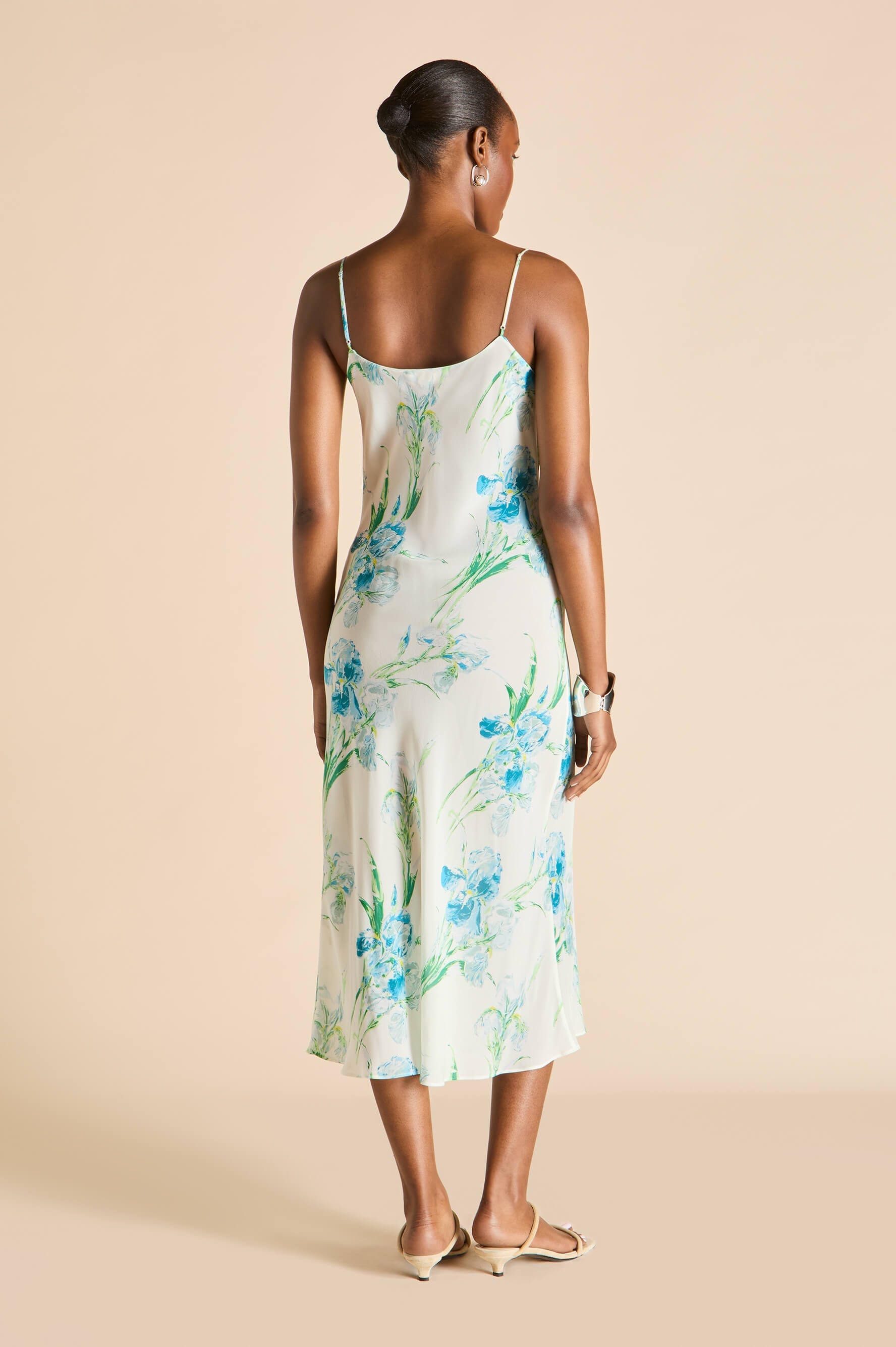 Artemis Samphire Ivory Floral Dress in Silk-Chiffon