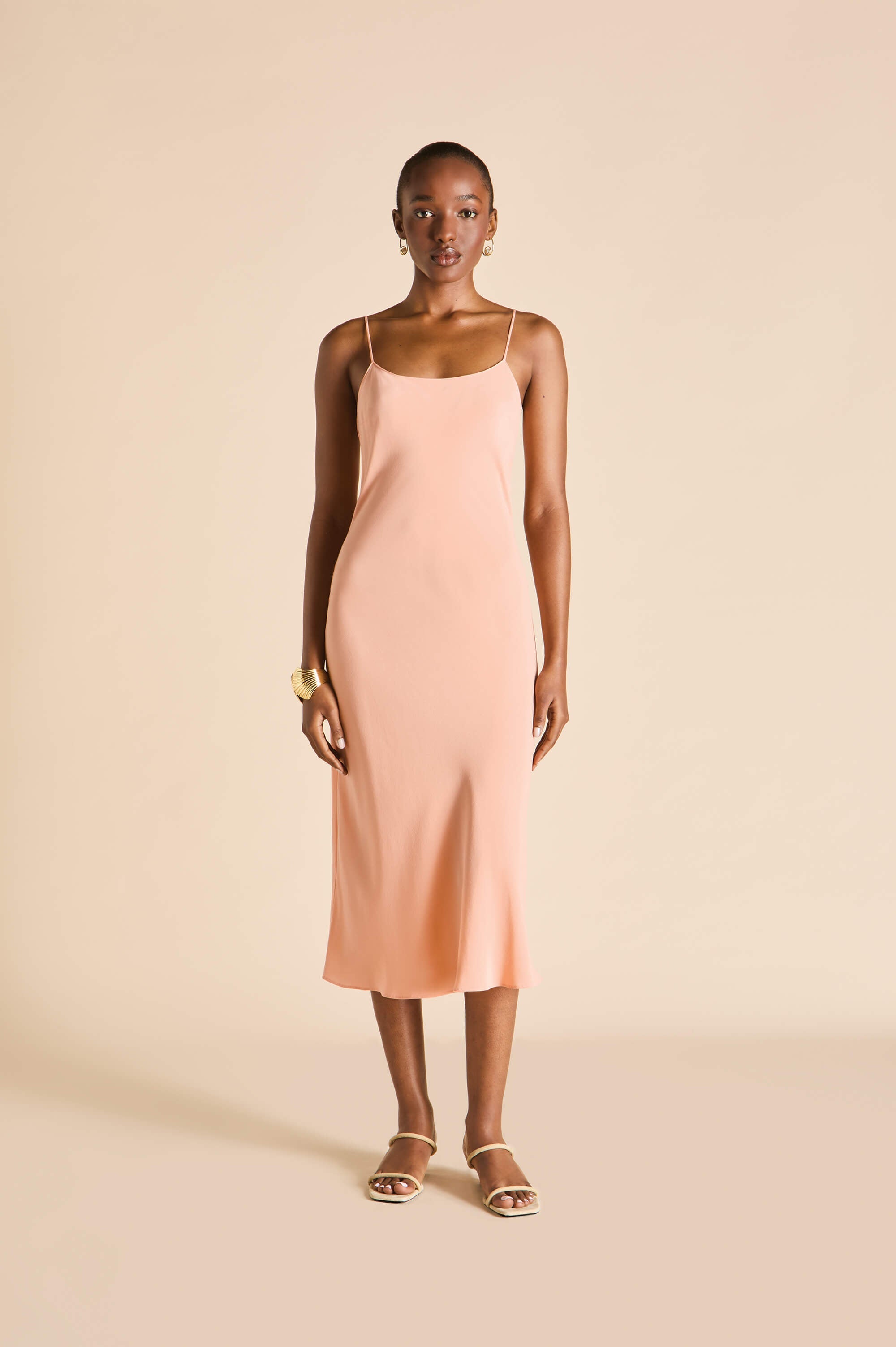 Artemis Tangerine Dress in Silk Crêpe de Chine | Olivia von Halle