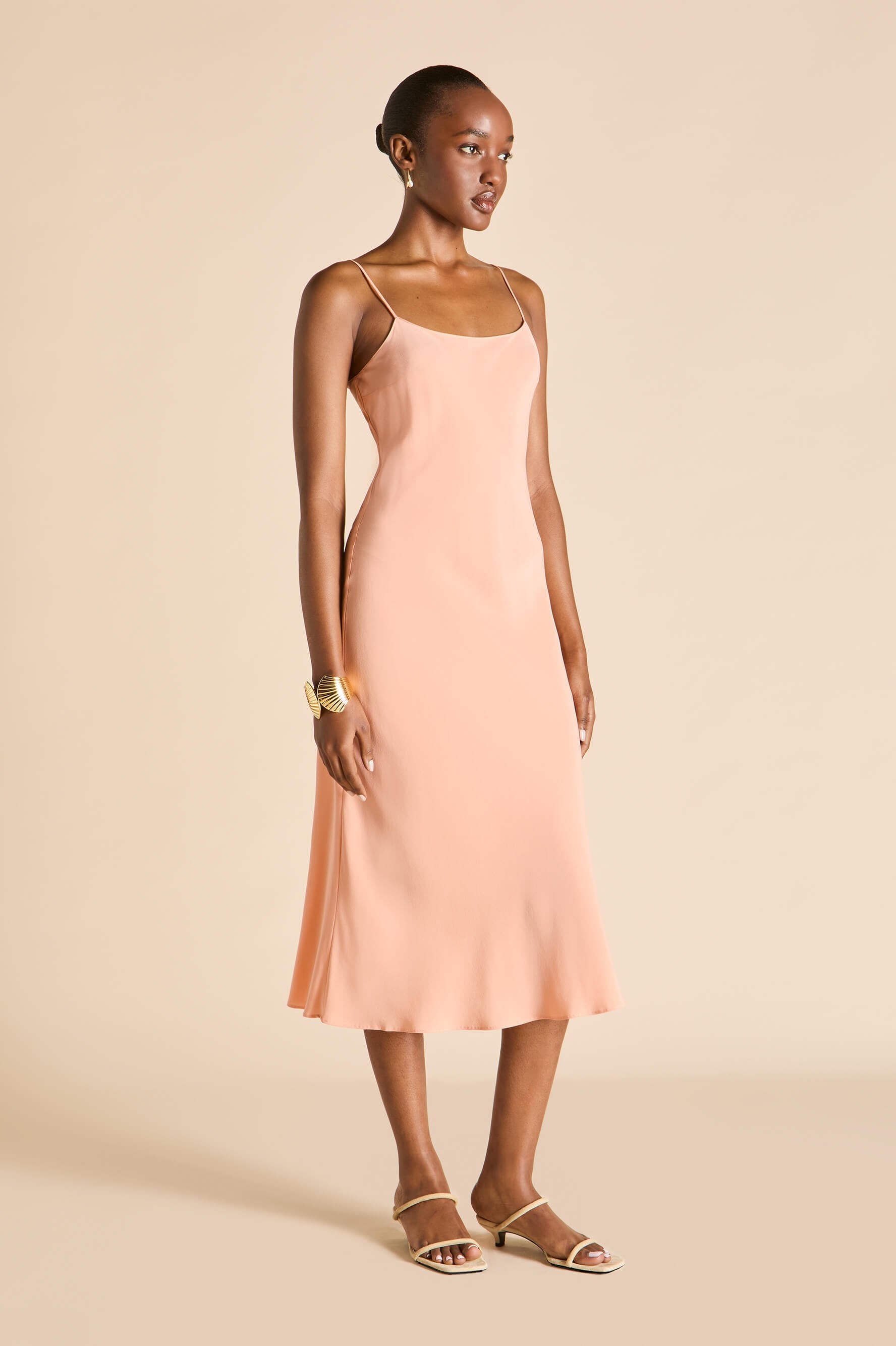 Artemis Tangerine Dress in Silk Crêpe de Chine