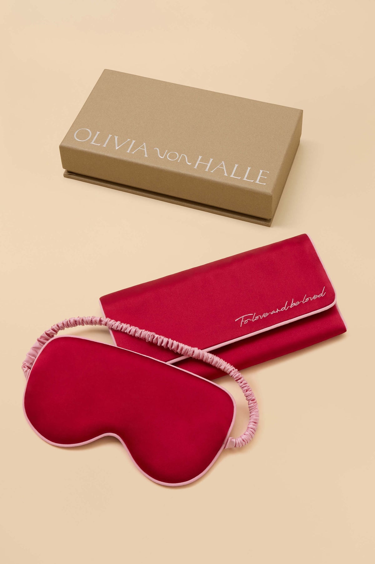 audrey adeline red eye mask in silk satin