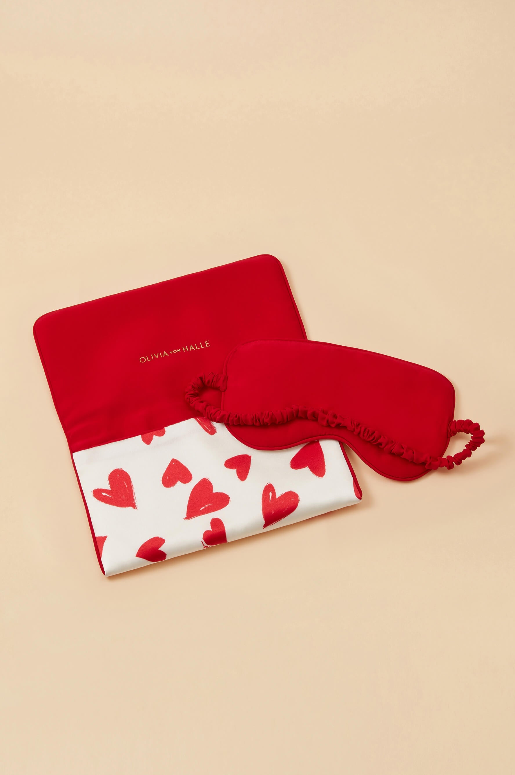 Audrey Amore Red Heart Eye Mask in Silk Satin