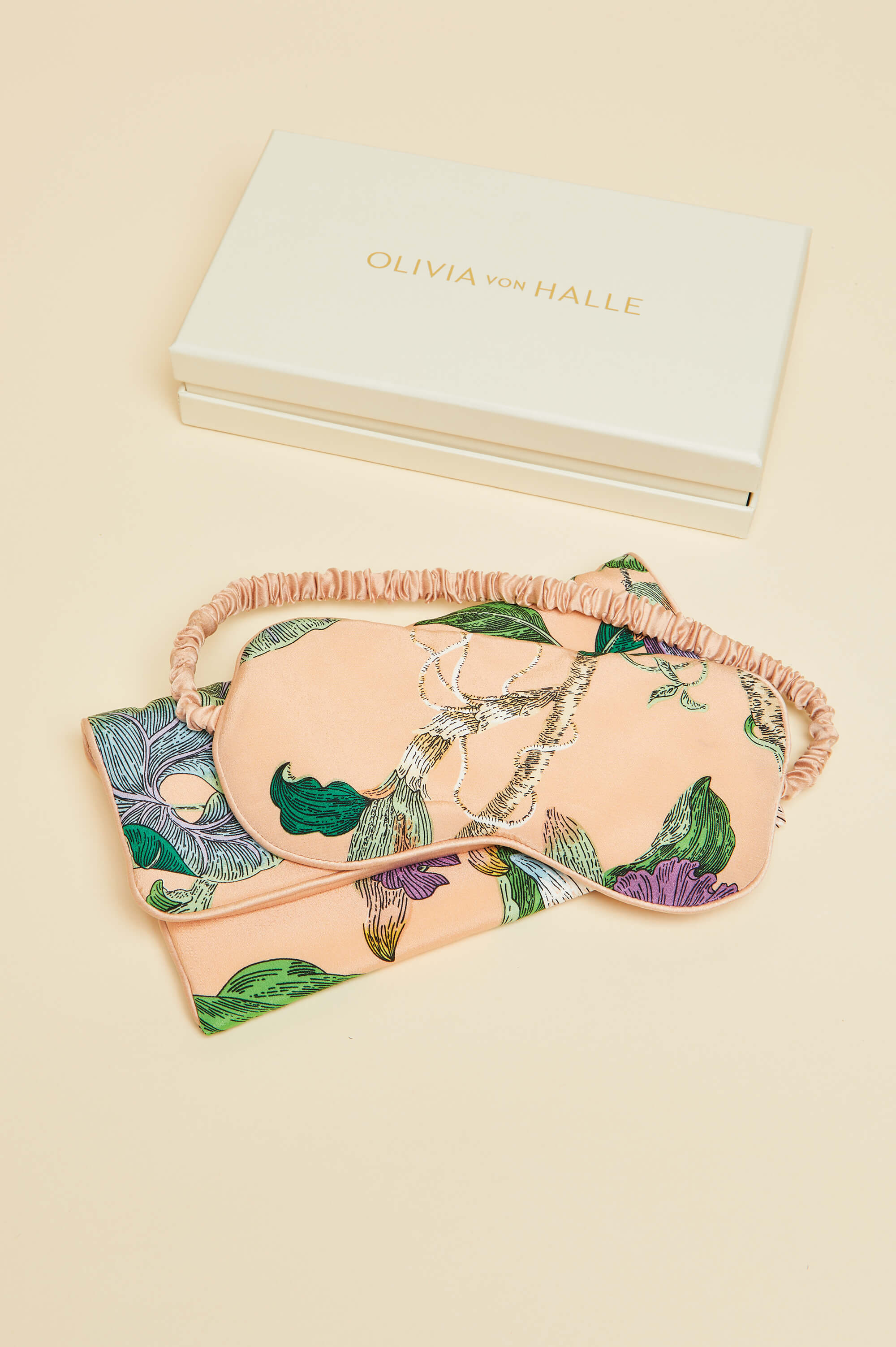 Audrey Andromeda Pink Floral Eye Mask in Silk Crêpe de Chine