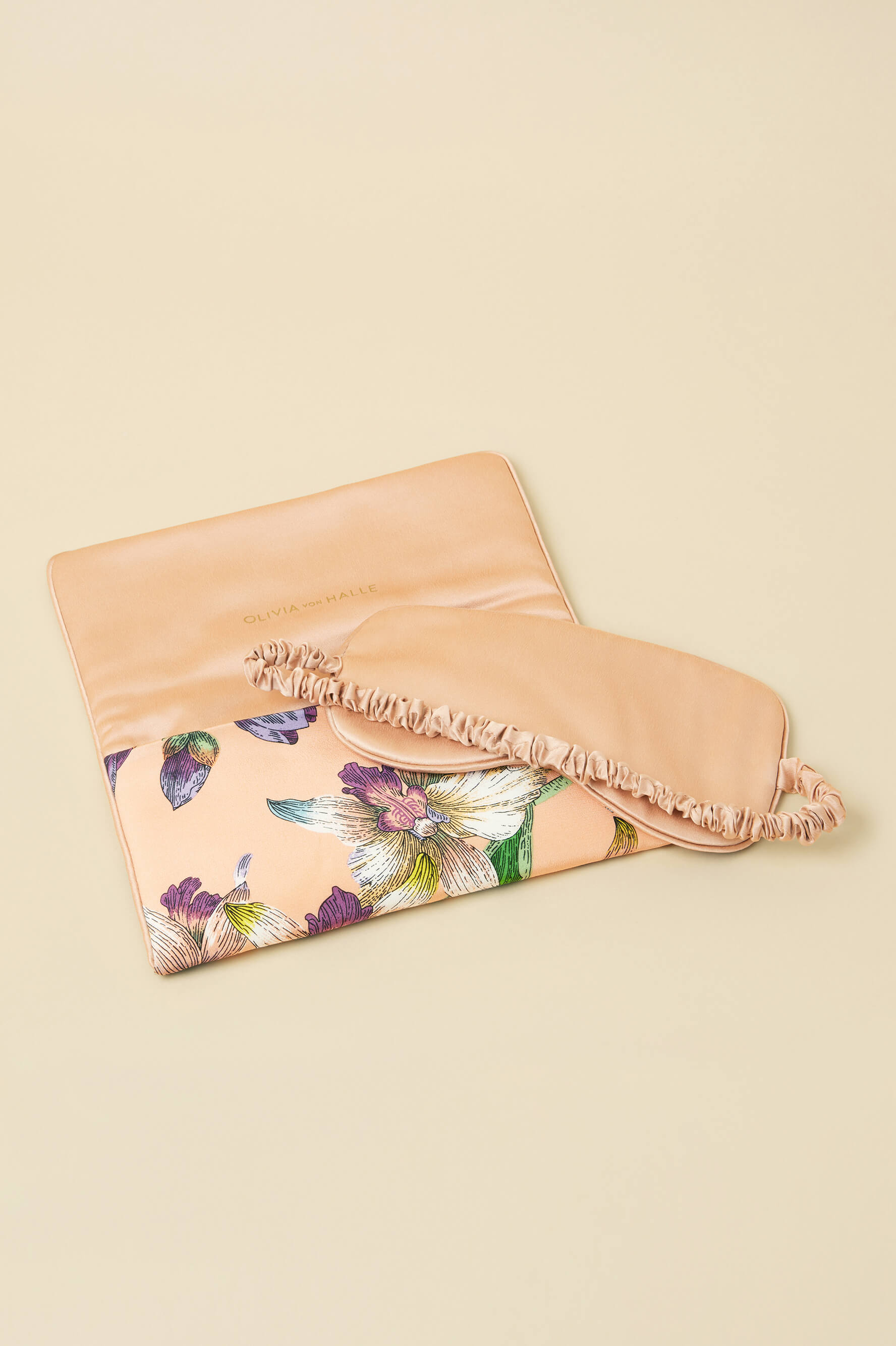 Audrey Andromeda Pink Floral Eye Mask in Silk Crêpe de Chine